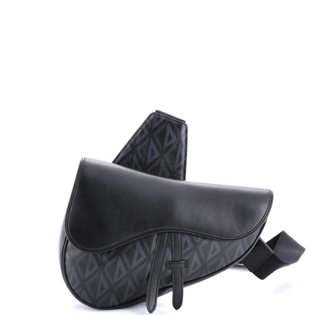 Saddle Crossbody Bag CD Diamond Coated Canvas and Leather - Deep Luxury
