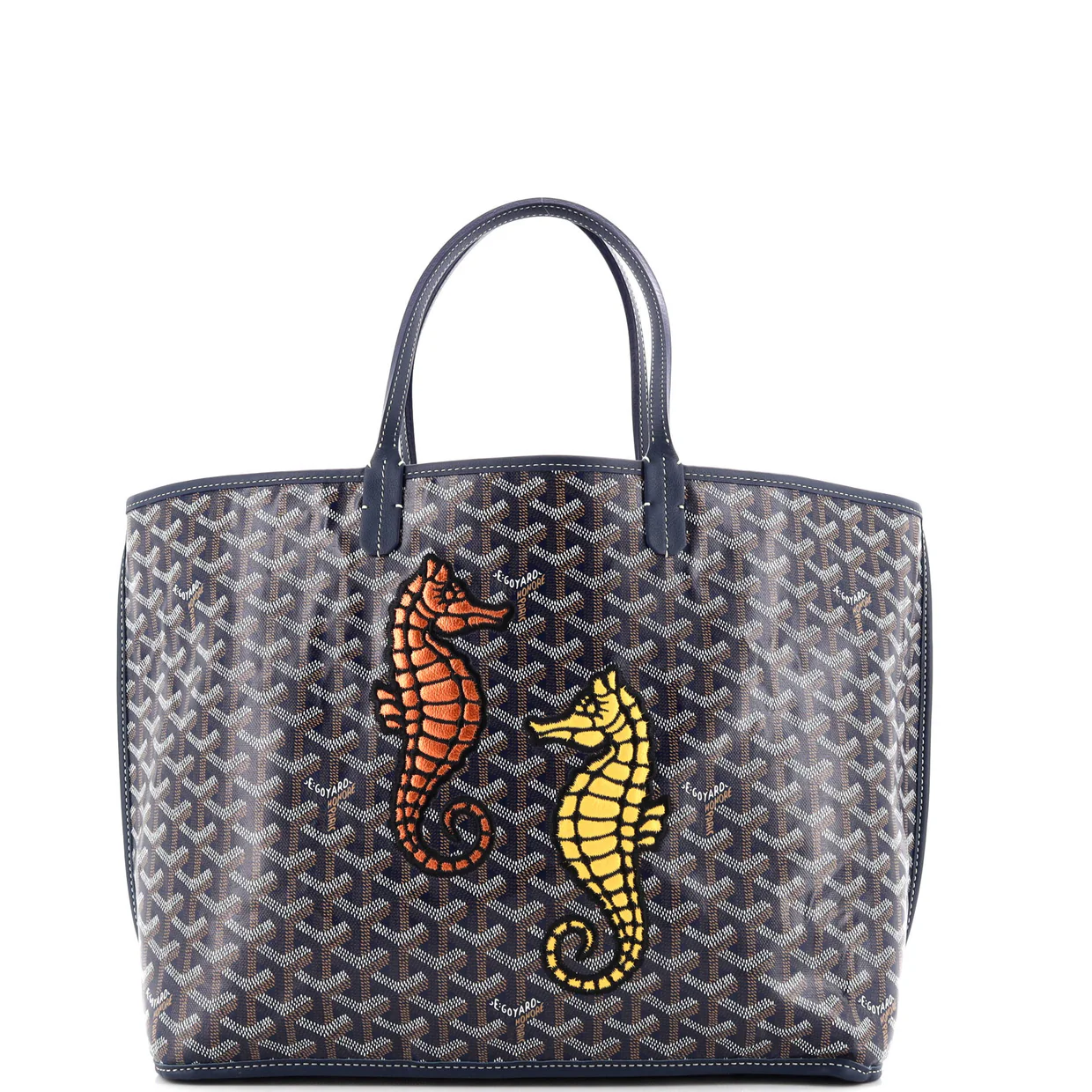 Anjou Reversible Tote Embroidered Coated Canvas PM - Deep Luxury