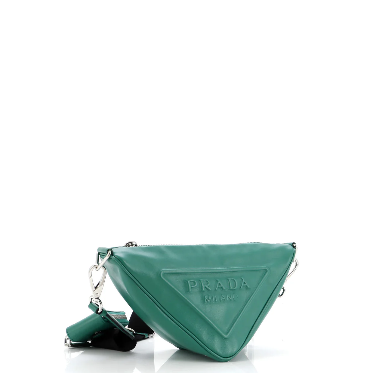 Triangle Logo Zip Crossbody Bag Leather Small - Deep Luxury