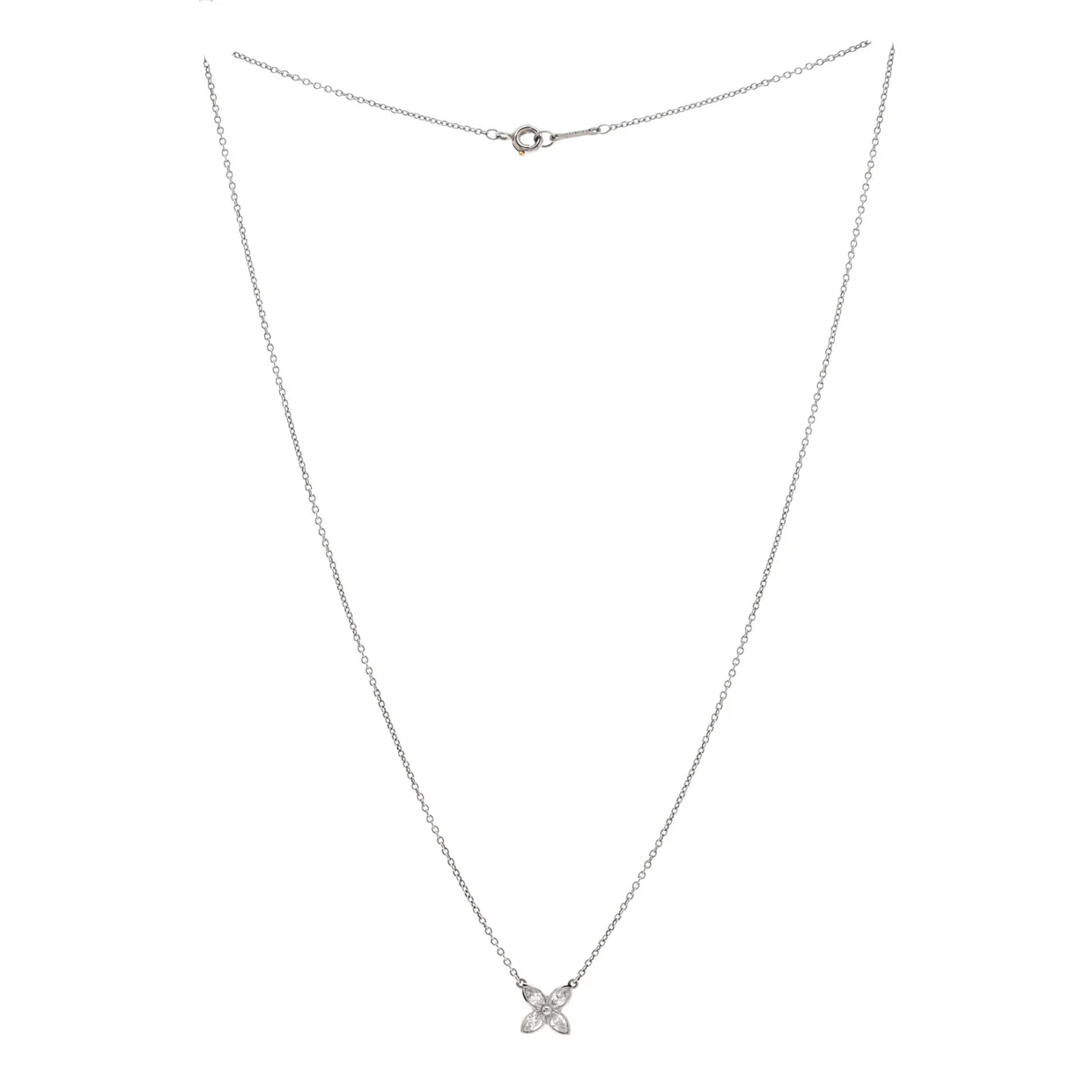 Victoria Pendant Necklace Platinum and Diamonds Mini - Deep Luxury
