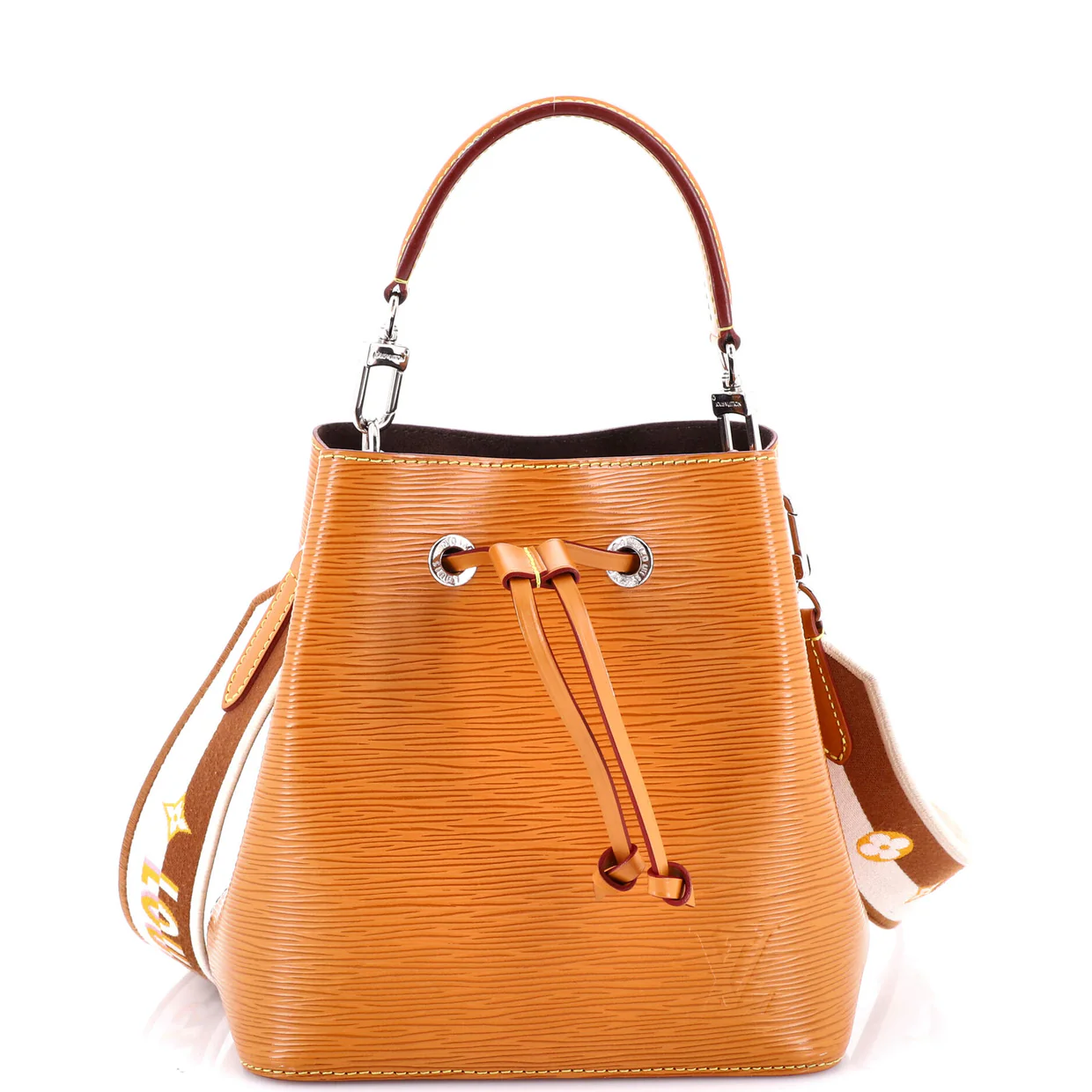 NeoNoe Handbag Epi Leather with Logo Jacquard Strap BB - Deep Luxury