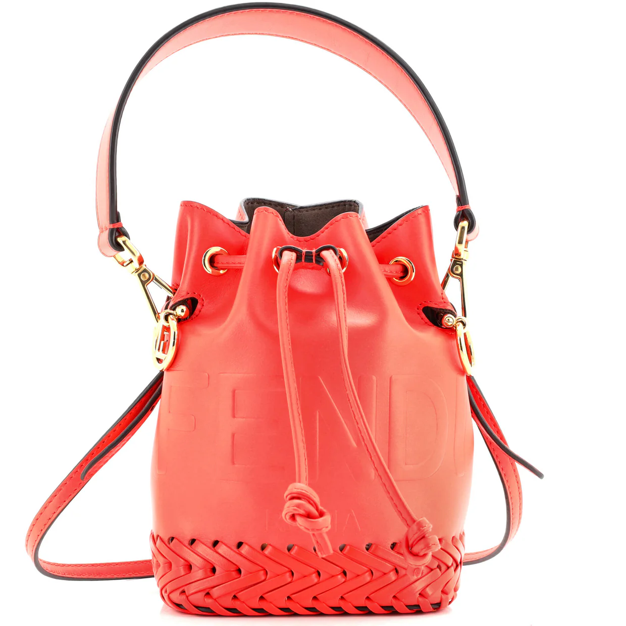 Mon Tresor Bucket Bag Leather with Whipstitch Detail Mini - Deep Luxury