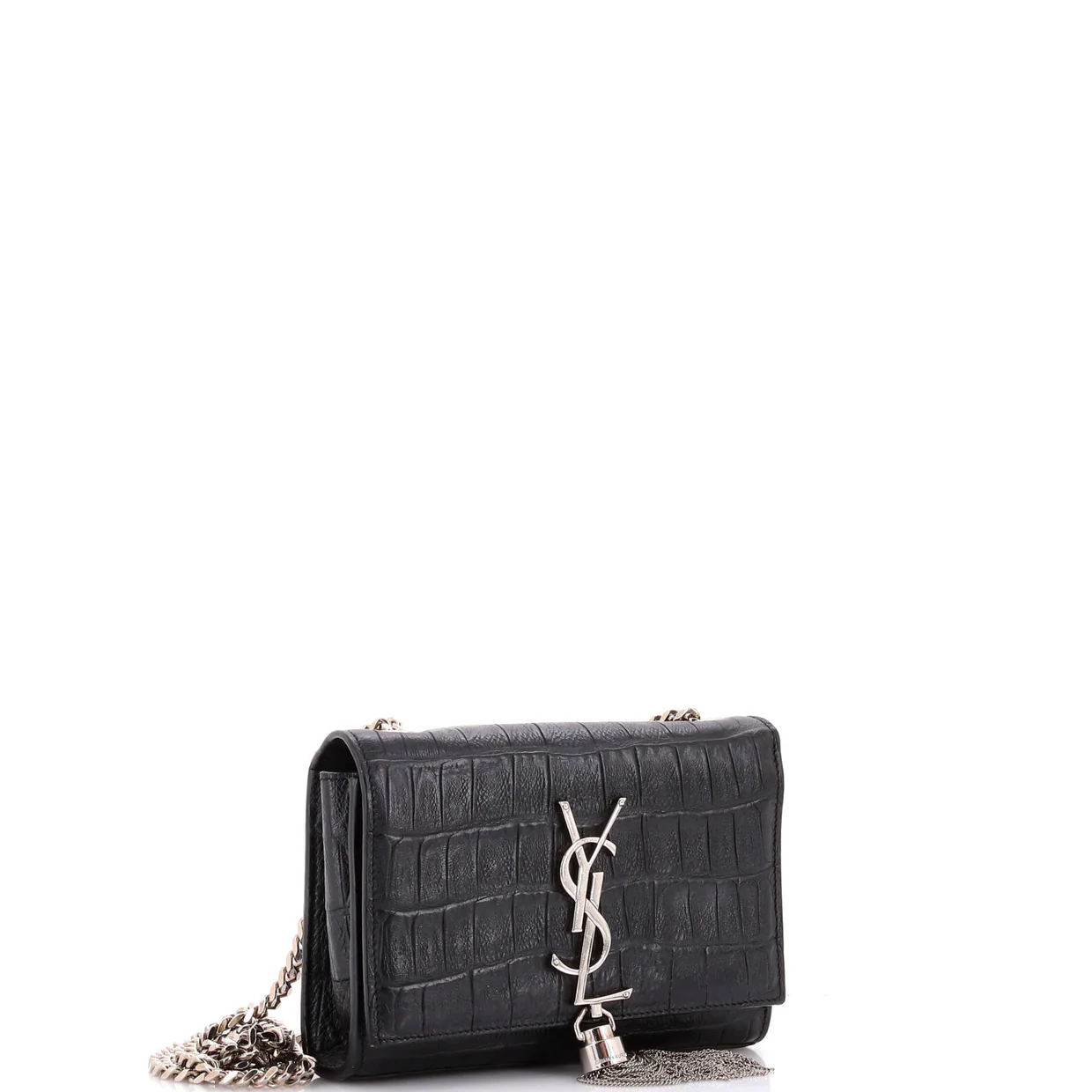 Classic Monogram Tassel Crossbody Bag Crocodile Embossed Leather Small - Deep Luxury