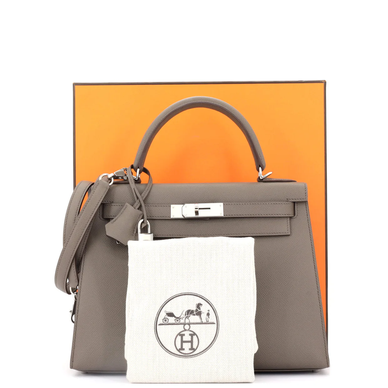 Kelly Handbag Grey Epsom with Palladium Hardware 28 - Deep Luxury
