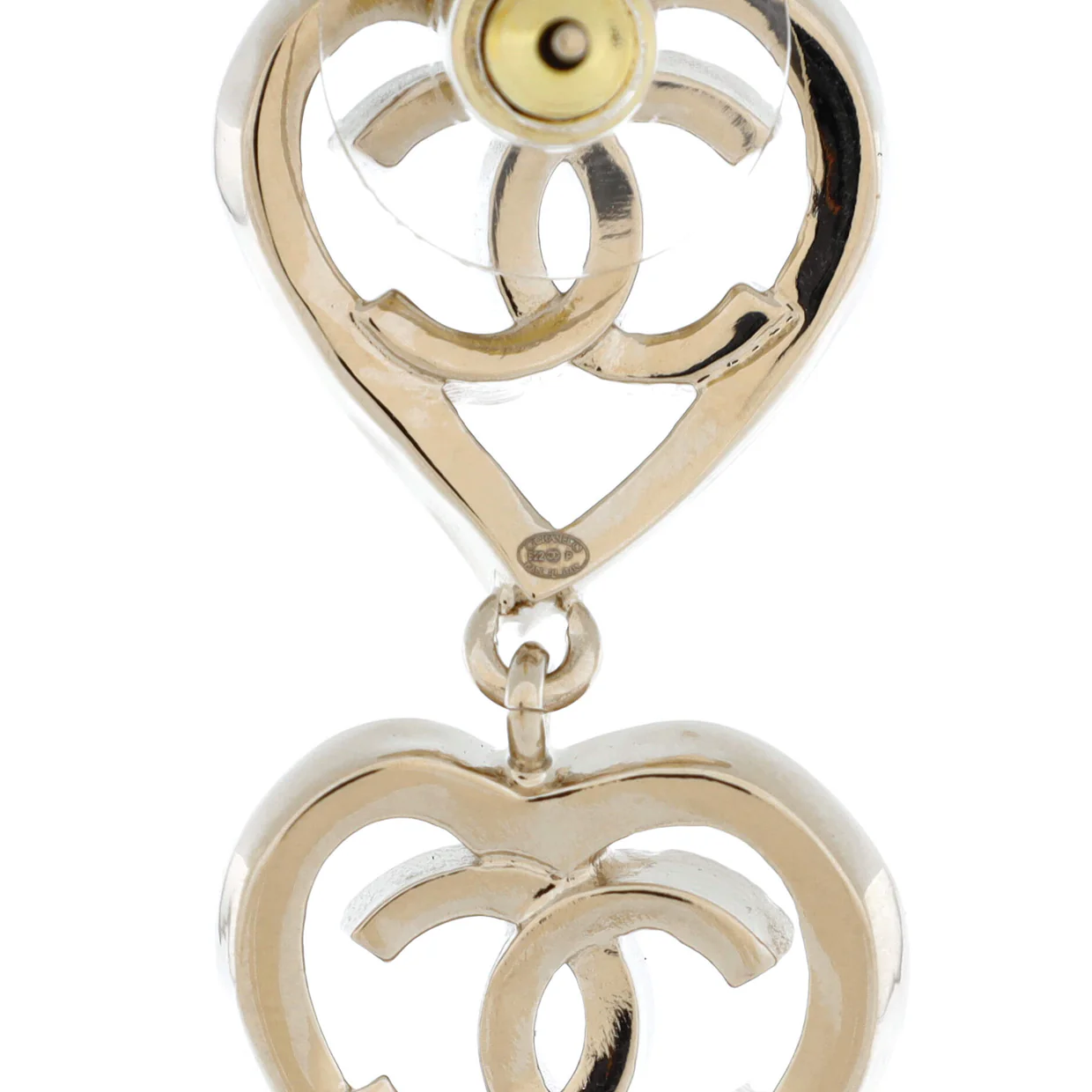 Coco In Love Triple Heart CC Drop Earrings Metal - Deep Luxury
