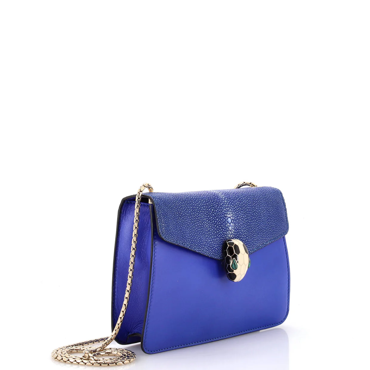 Serpenti Forever Square Shoulder Bag Leather and Stingray Small - Deep Luxury