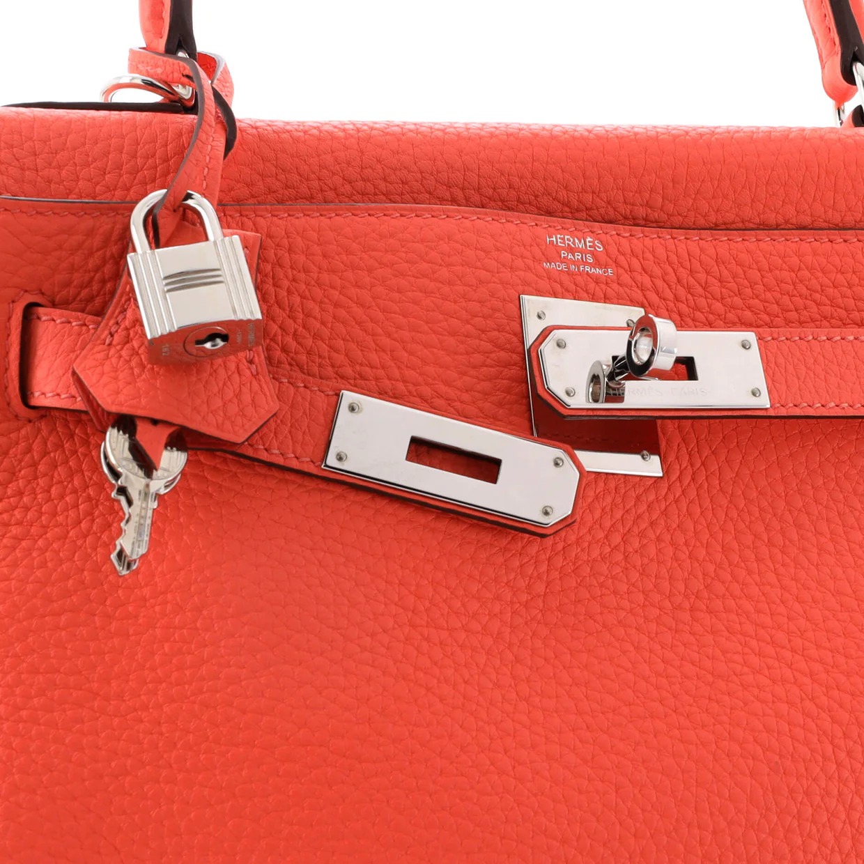 Kelly Handbag Rouge Pivoine Clemence with Palladium Hardware 28 - Deep Luxury