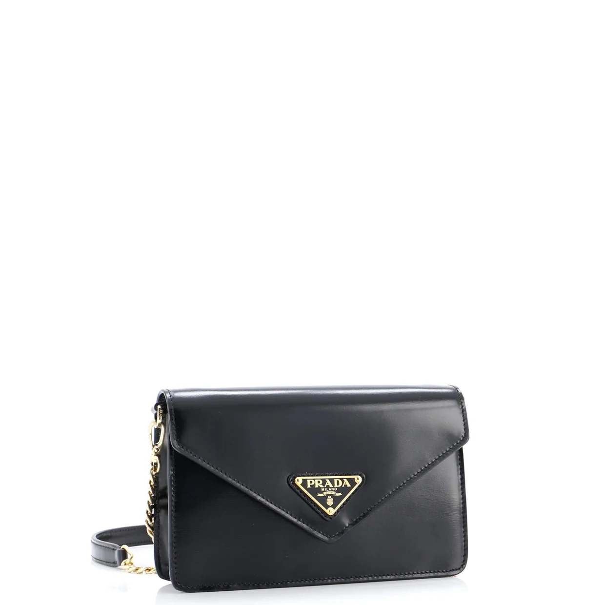 Triangle Logo Envelope Chain Crossbody Bag Leather - Deep Luxury
