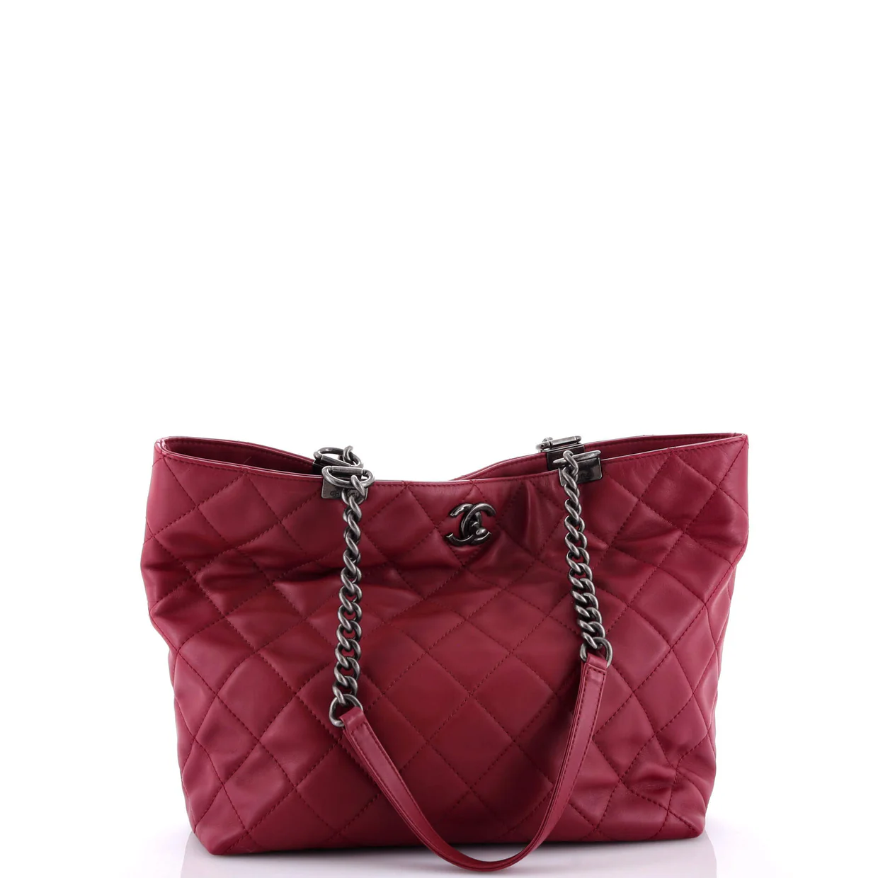 Shopping In Chains Tote Quilted Calfskin Large - Deep Luxury