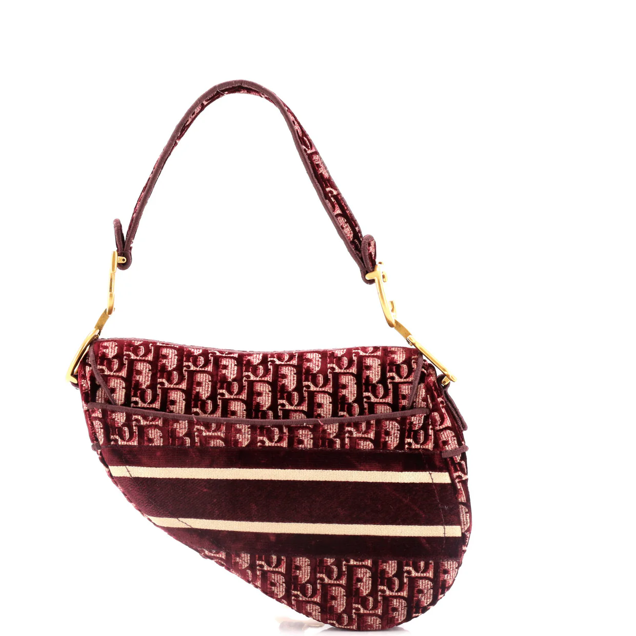 Saddle Handbag Logo Embroidered Oblique Velvet Medium - Deep Luxury