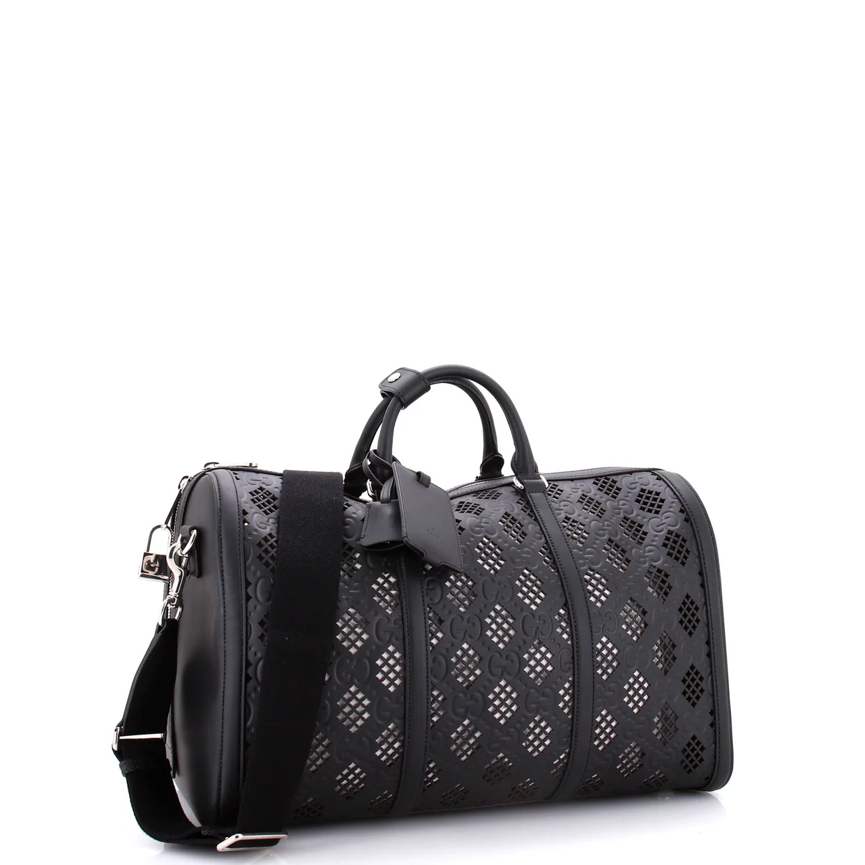 Convertible Duffle Bag GG Debossed Laser Cut Leather Large - Deep Luxury