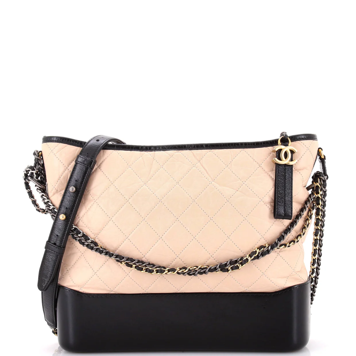 Bicolor Gabrielle Hobo Quilted Aged Calfskin Large - Deep Luxury