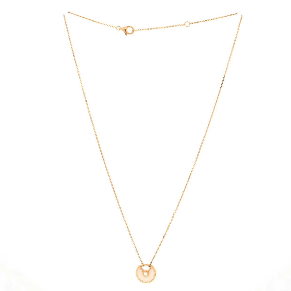 Amulette de Cartier Pendant Necklace 18K Rose Gold with Pink Opal and Diamond XS - Deep Luxury