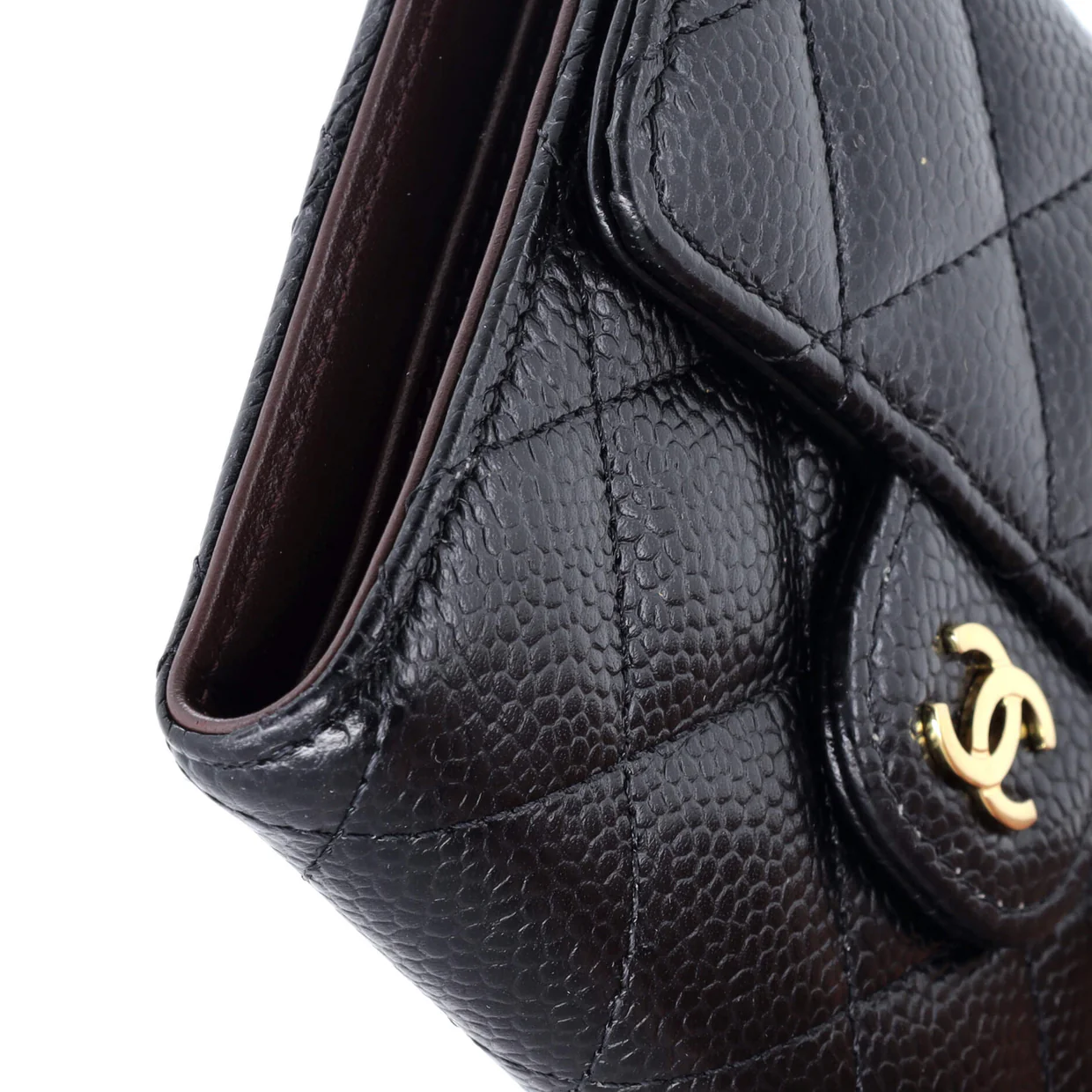 CC Compact Classic Flap Wallet Quilted Caviar - Deep Luxury