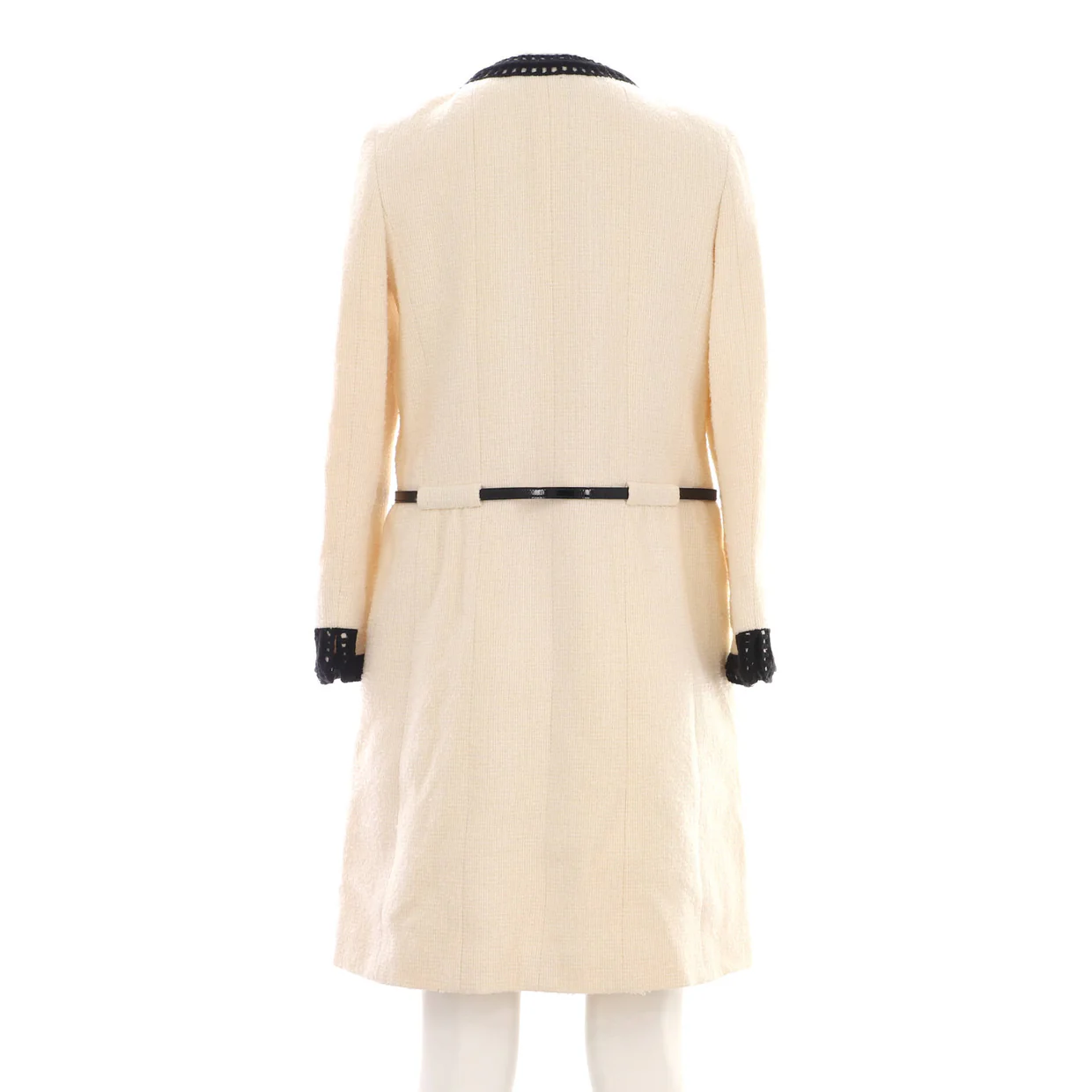 Women's Four Pocket Collarless Belted Long Coat Tweed - Deep Luxury