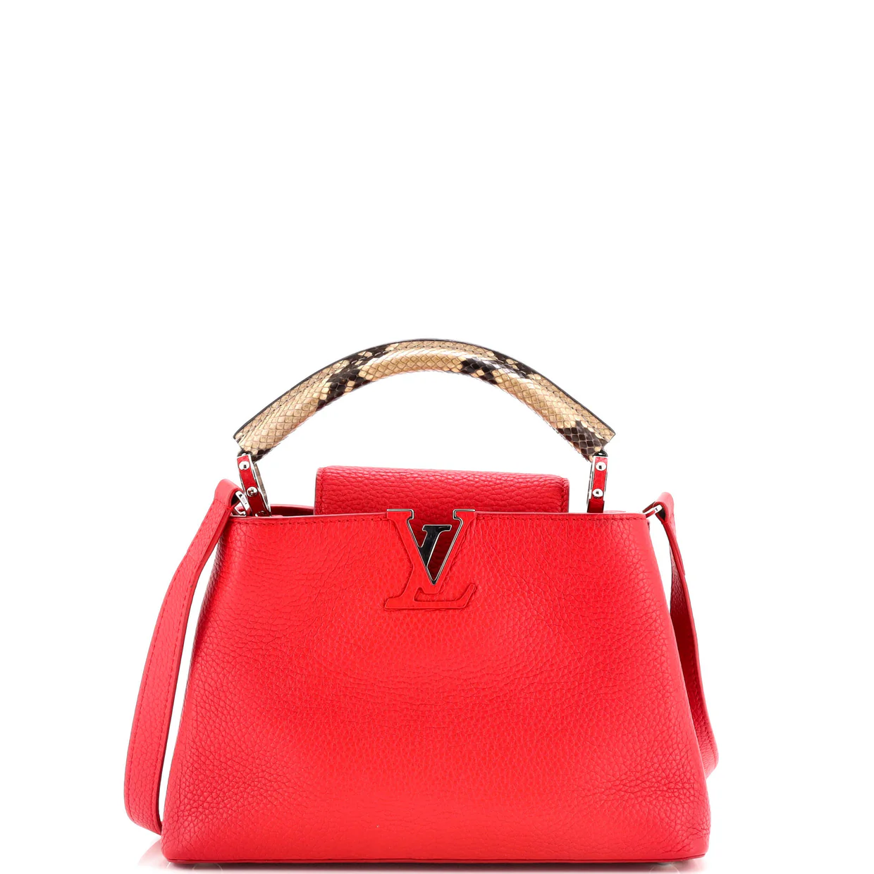 Capucines Bag Leather with Snakeskin BB - Deep Luxury