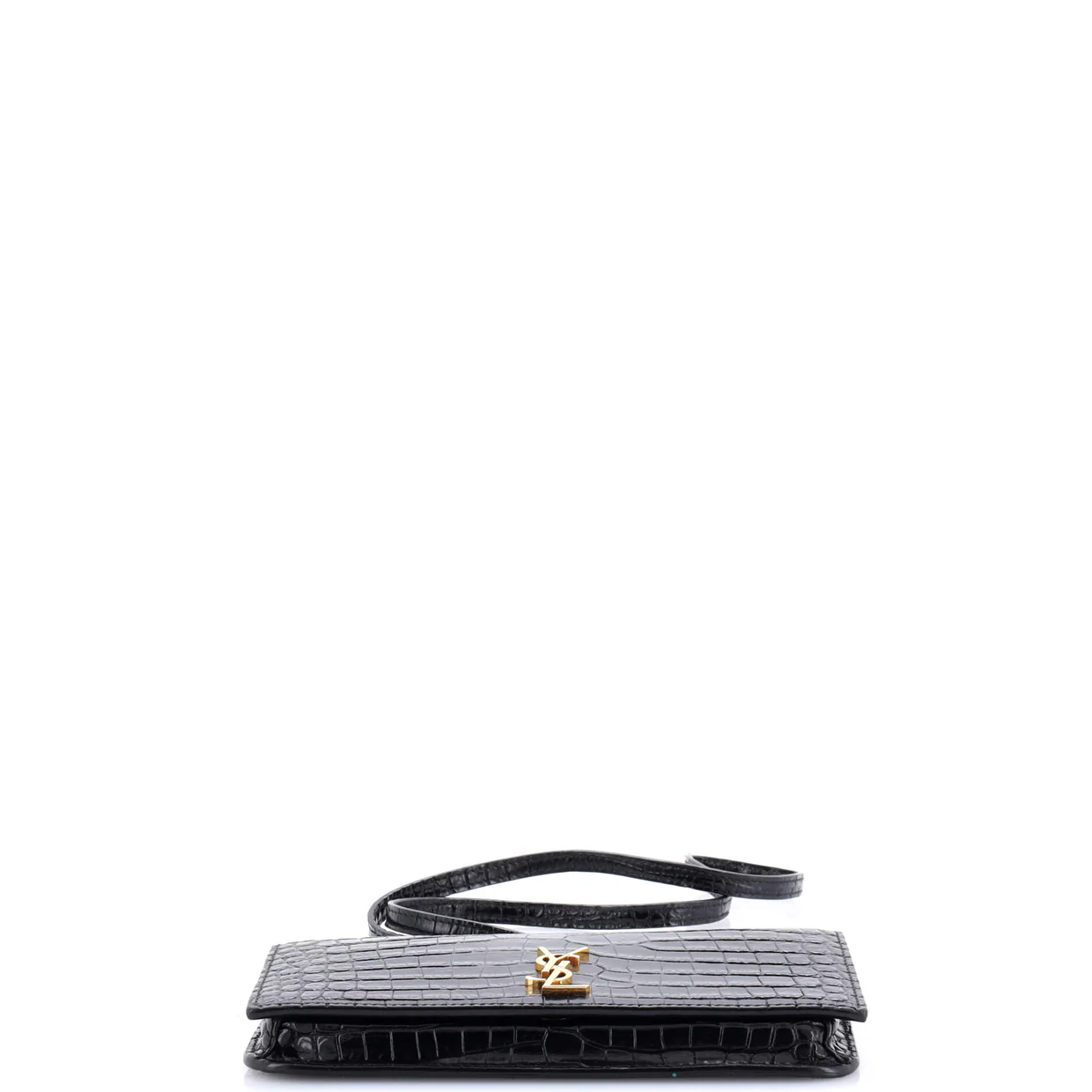 Classic Monogram Phone Holder Shoulder Bag Crocodile Embossed Leather - Deep Luxury