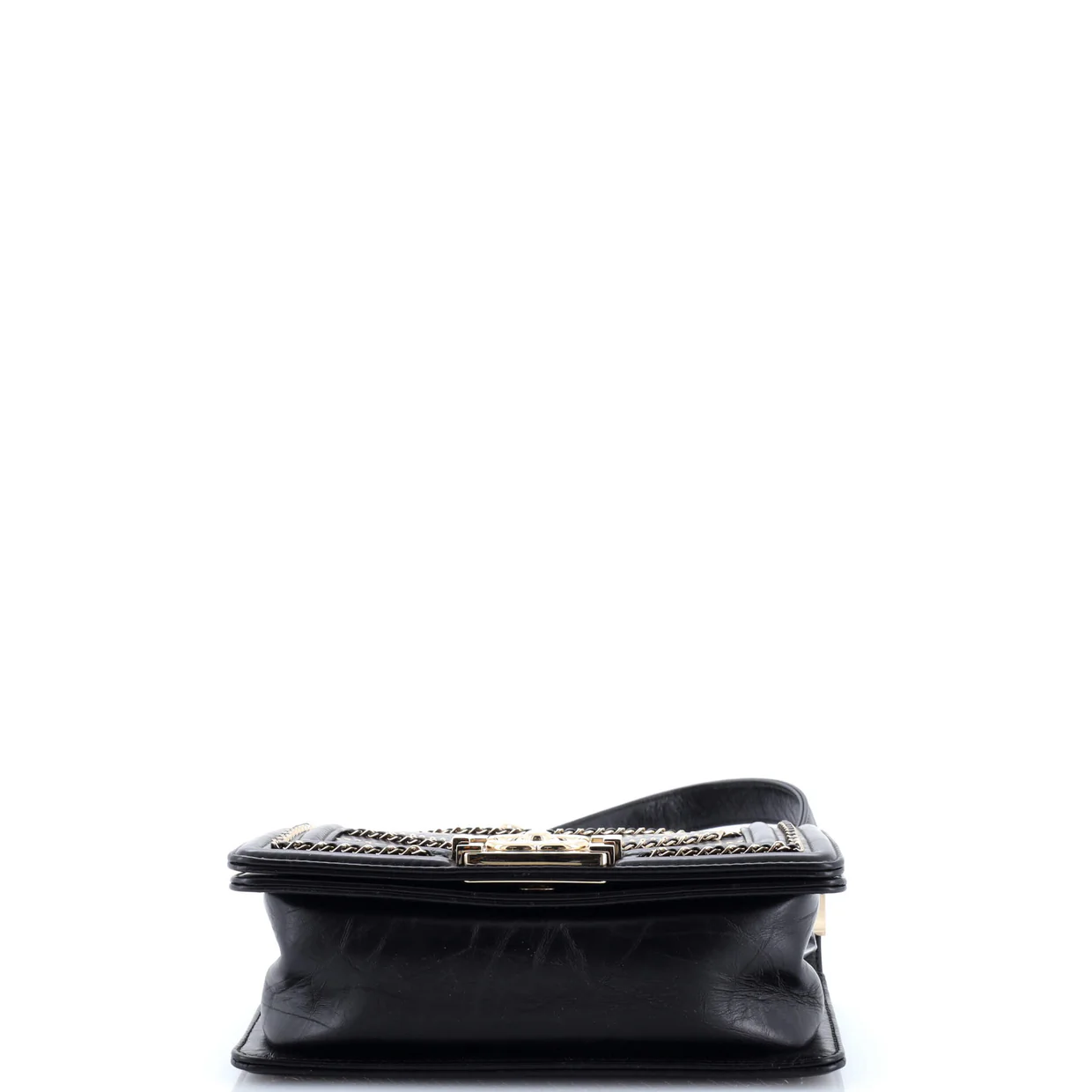 Boy Flap Bag Chevron Embellished Crumpled Calfskin Small - Deep Luxury