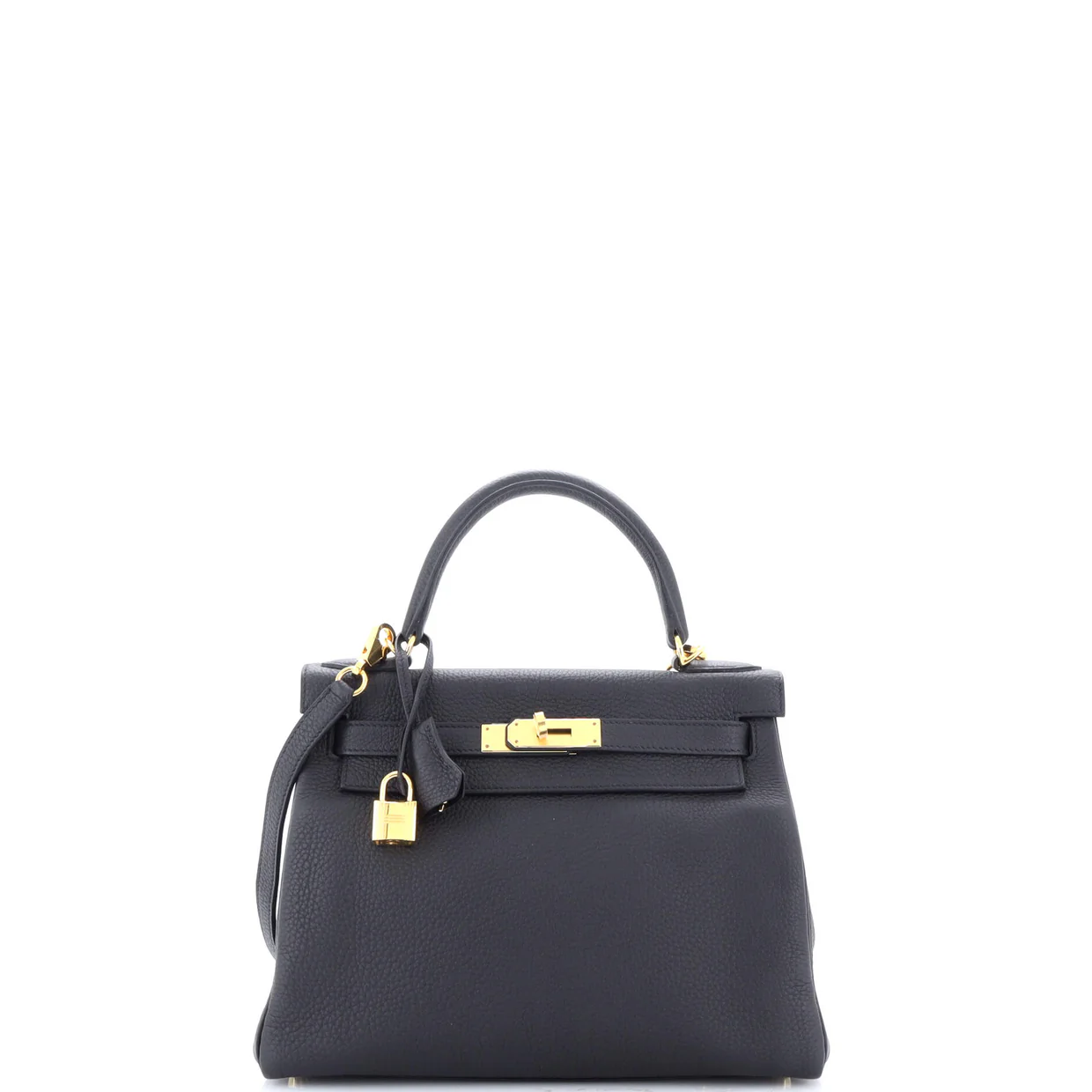 Kelly Handbag Noir Clemence with Gold Hardware 28 - Deep Luxury