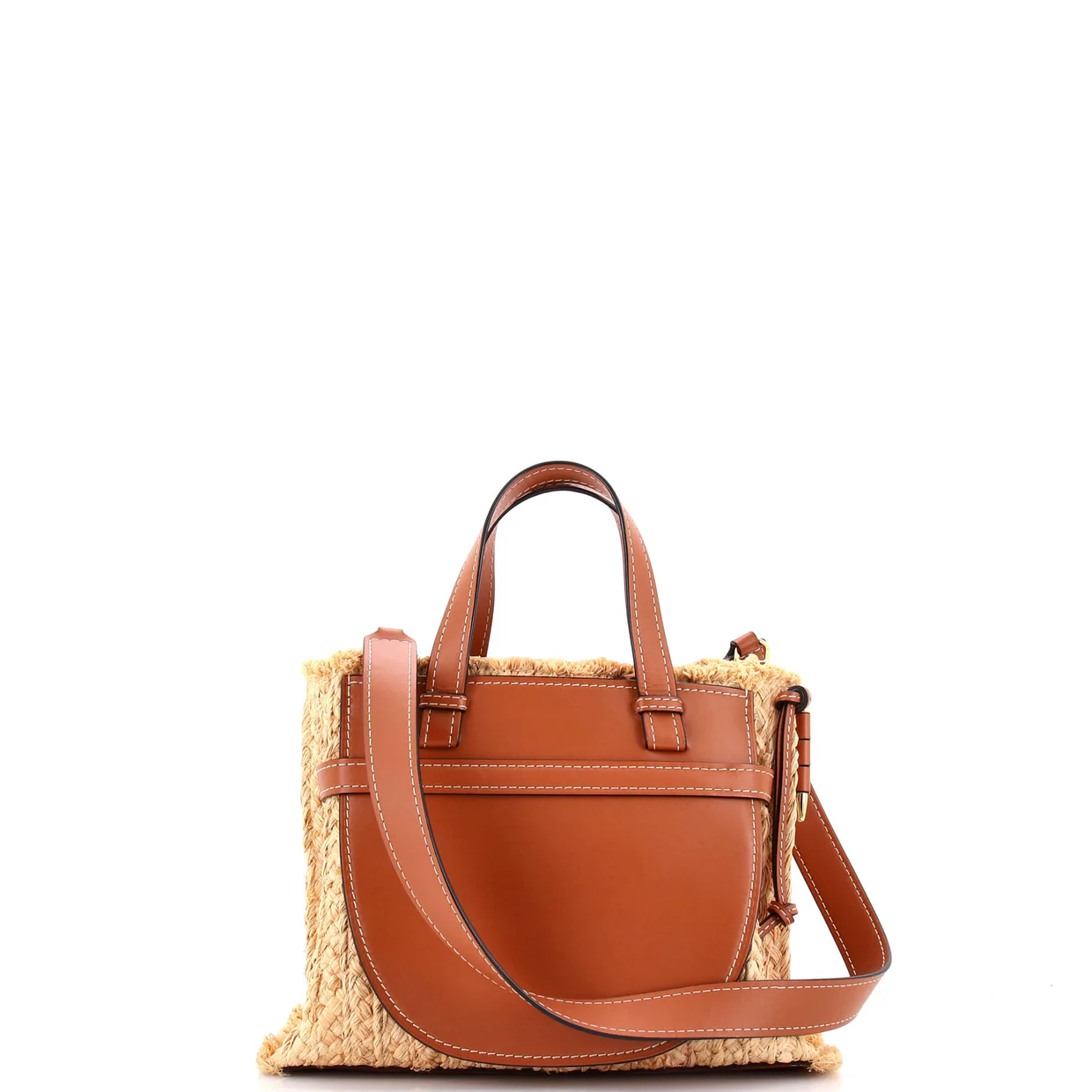 Gate Tote Leather and Straw Small - Deep Luxury