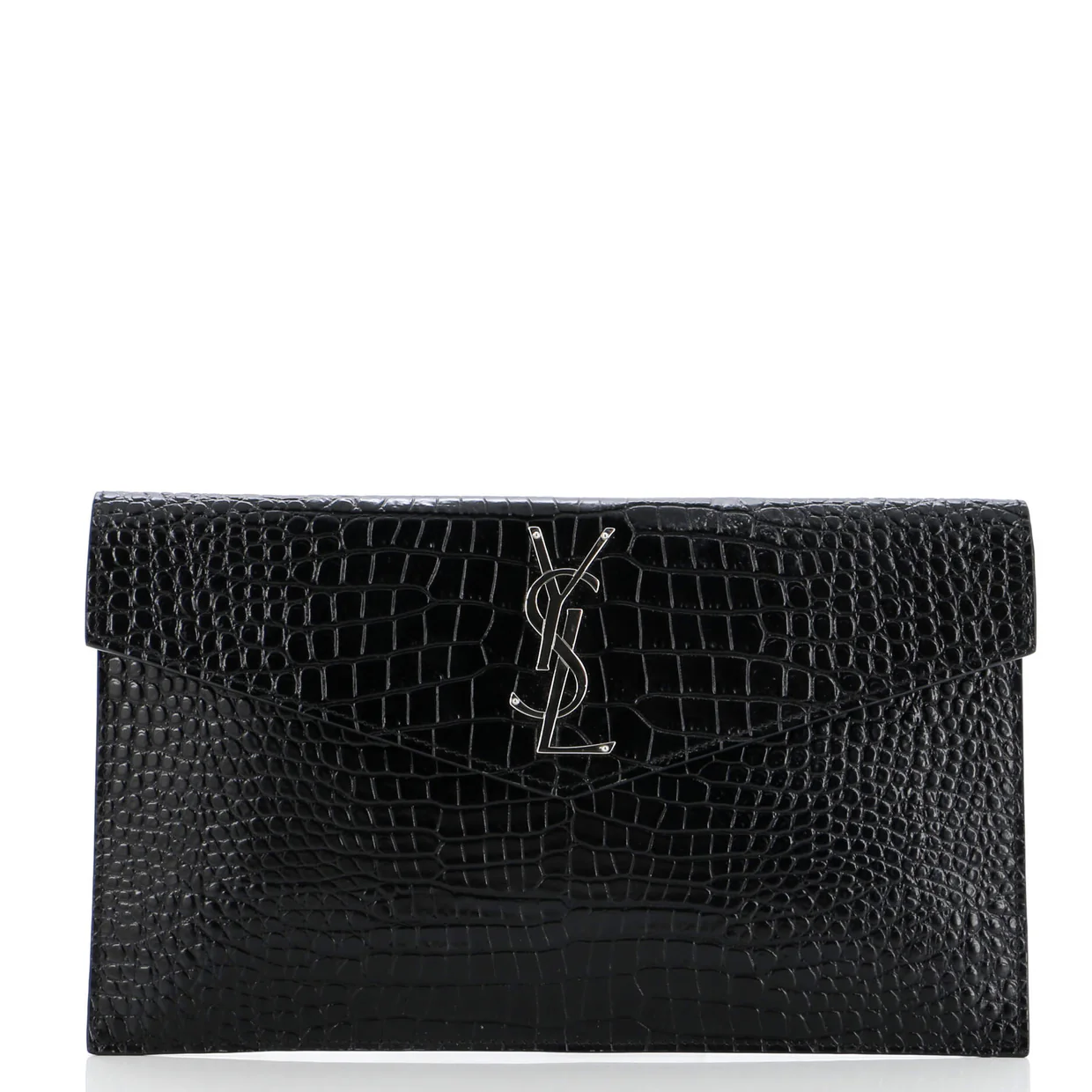 Uptown Pouch Crocodile Embossed Leather - Deep Luxury