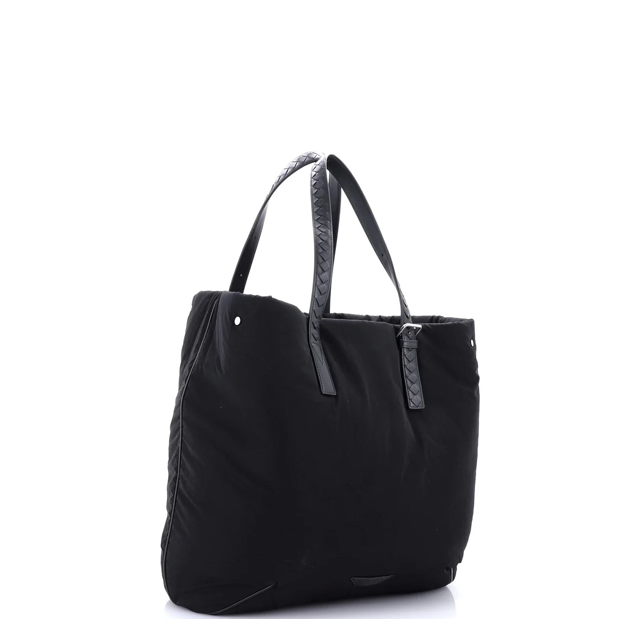 Crossroad Buckle Tote Padded Nylon with Intrecciato Detail Medium - Deep Luxury