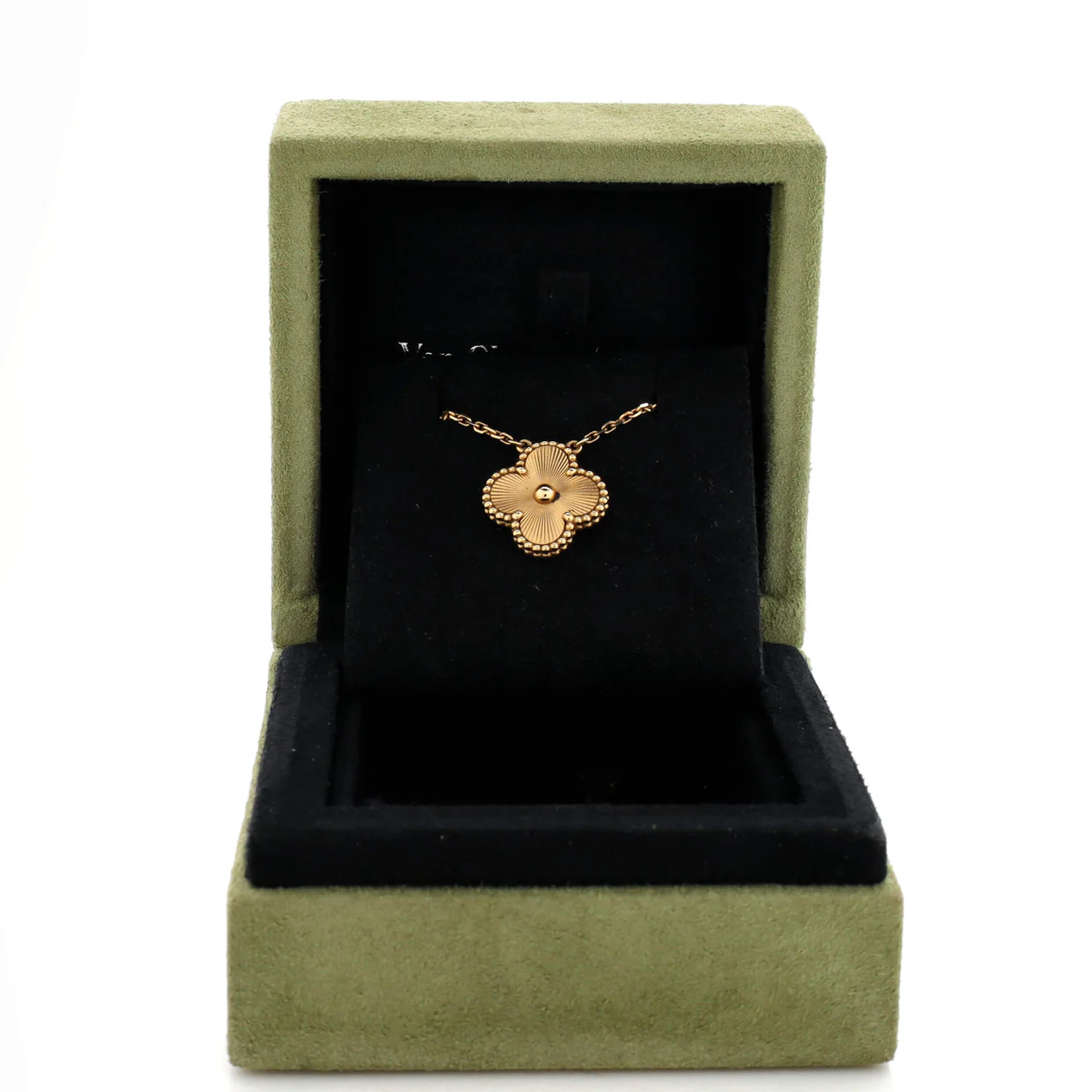 Vintage Alhambra Pendant Necklace Guilloche 18K Yellow Gold - Deep Luxury