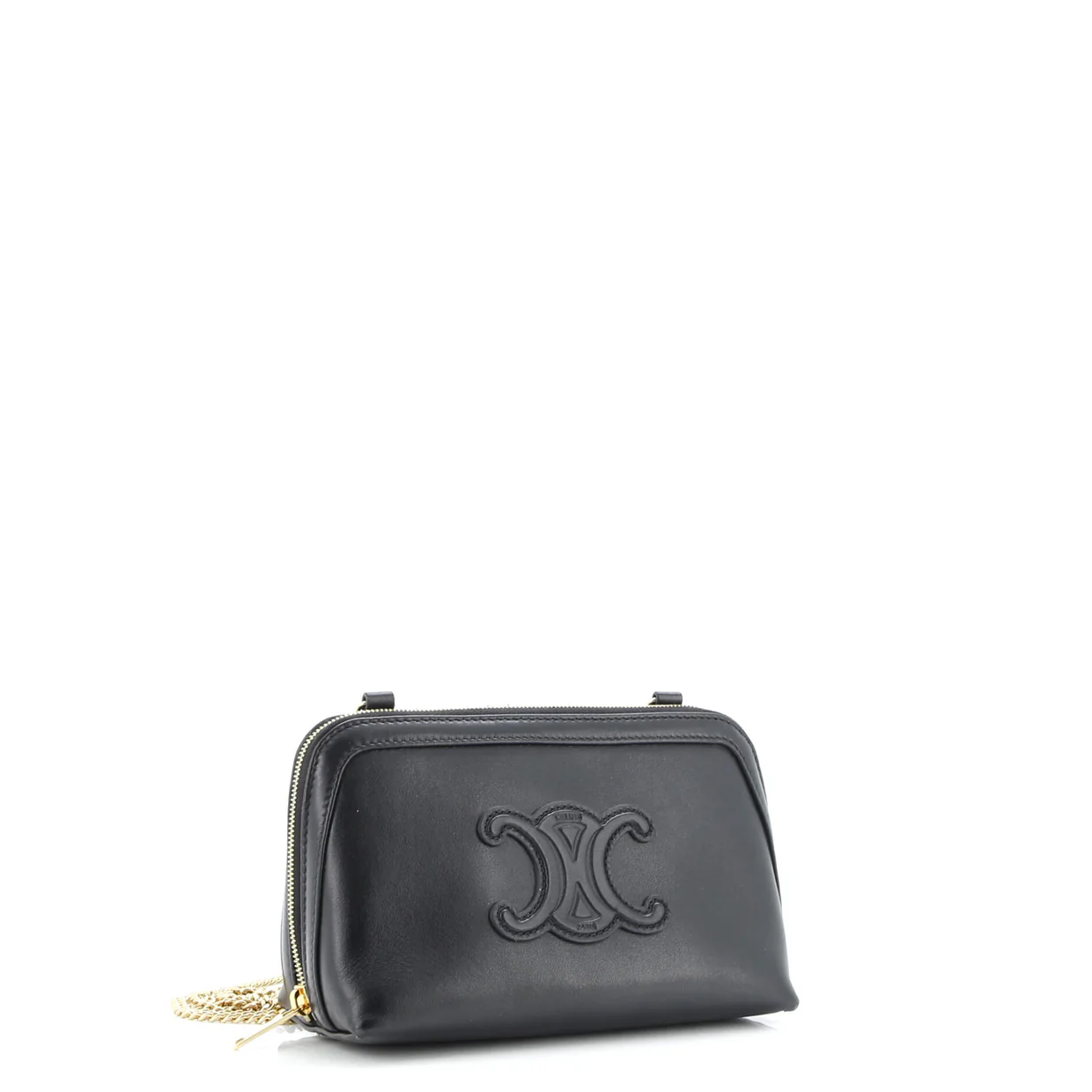 Cuir Triomphe Zip Around Chain Clutch Leather - Deep Luxury