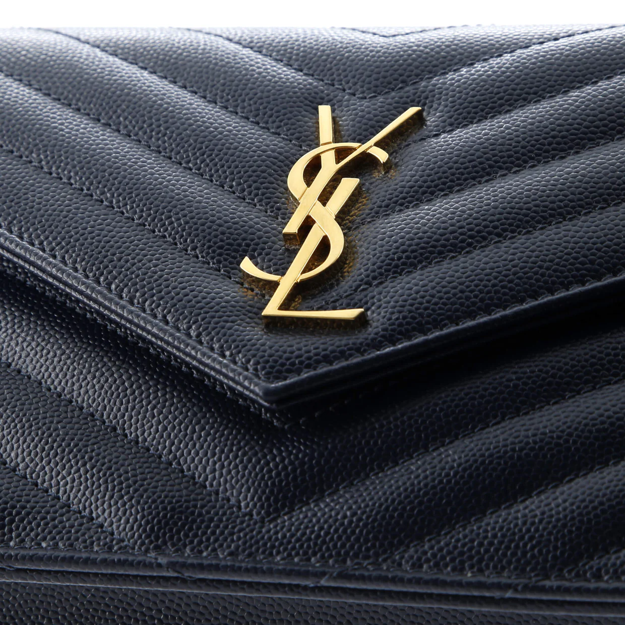 Classic Monogram Wallet on Chain Matelasse Chevron Leather Small - Deep Luxury
