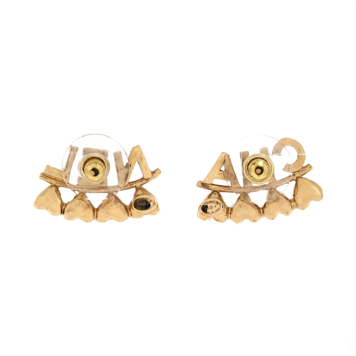 CHA-NEL Stud Earrings Metal with Crystals - Deep Luxury