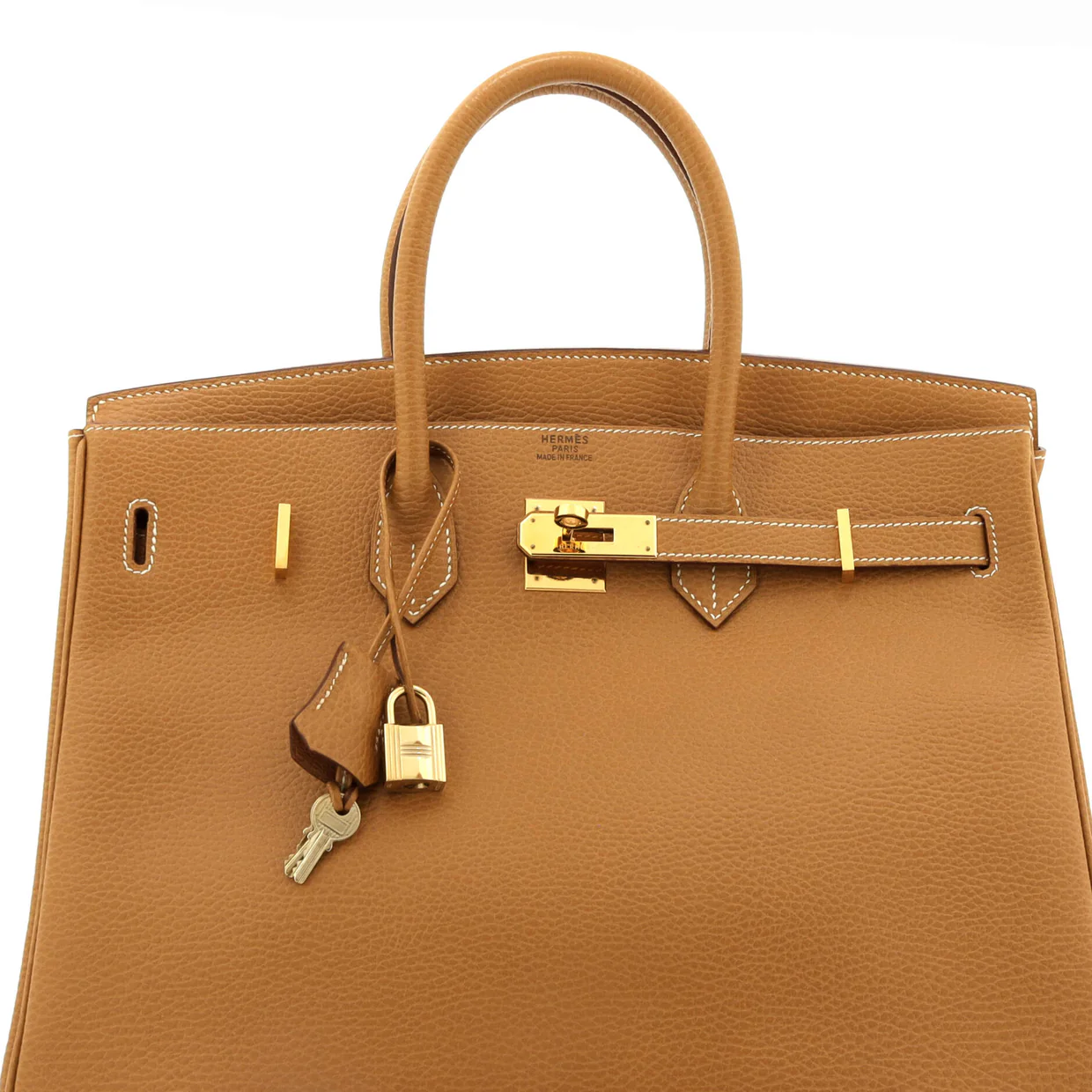 Birkin Handbag Natural Sable Ardennes with Gold Hardware 35 - Deep Luxury