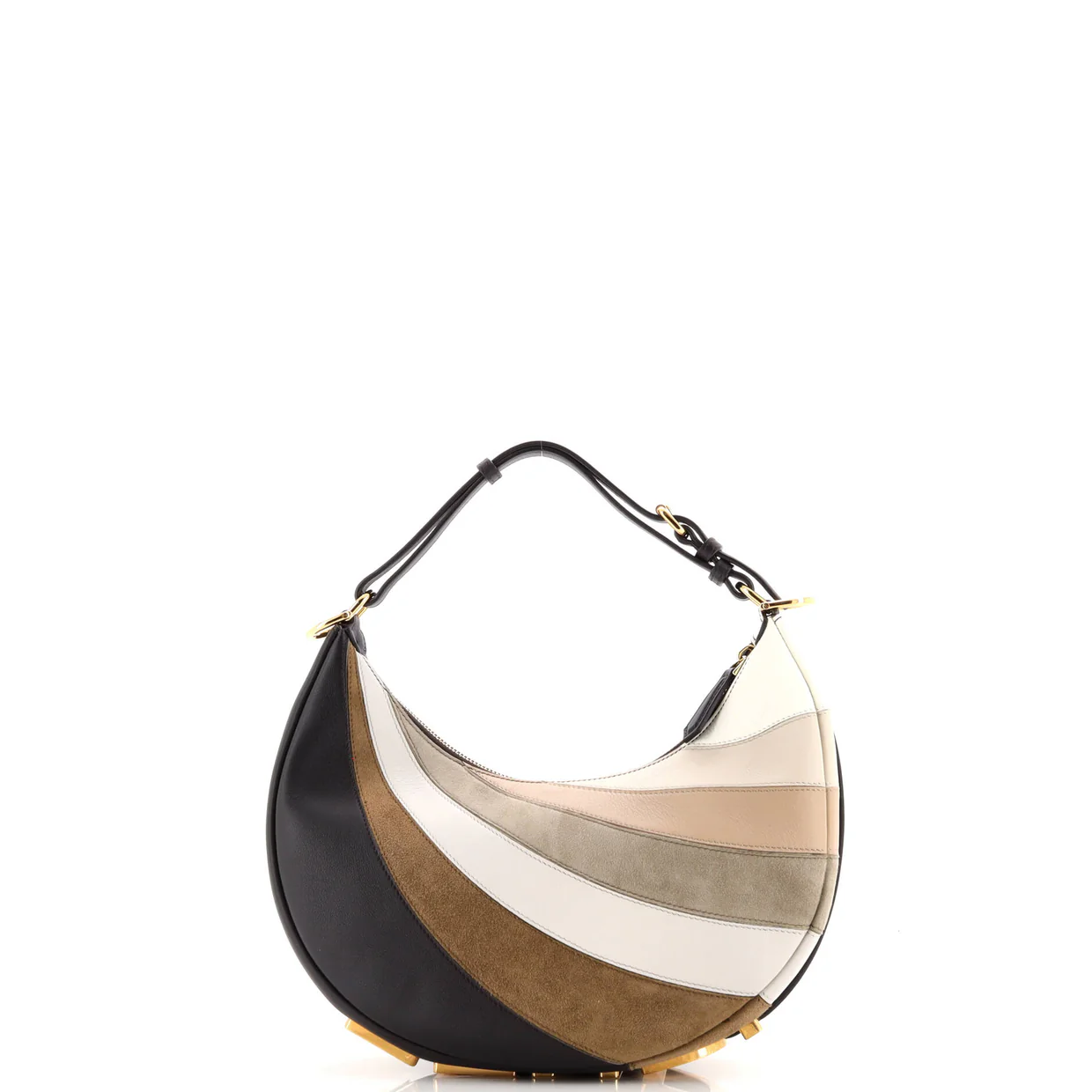 Fendigraphy Bag Striped Leather and Suede Small - Deep Luxury