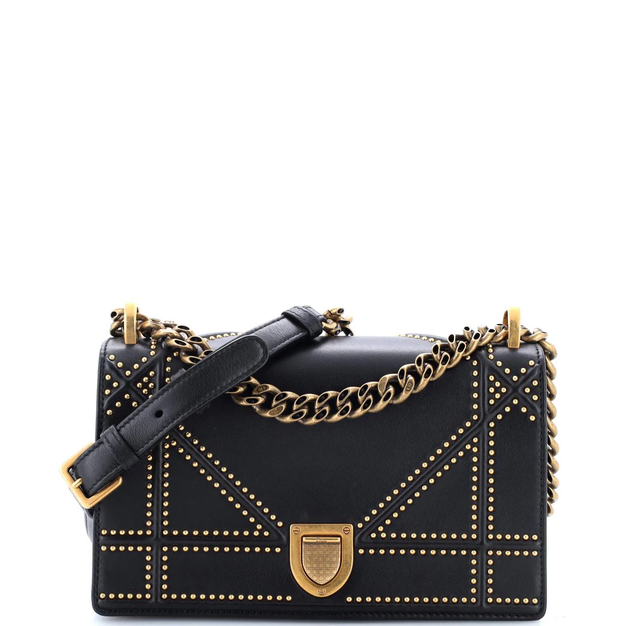 Diorama Flap Bag Studded Leather Small - Deep Luxury