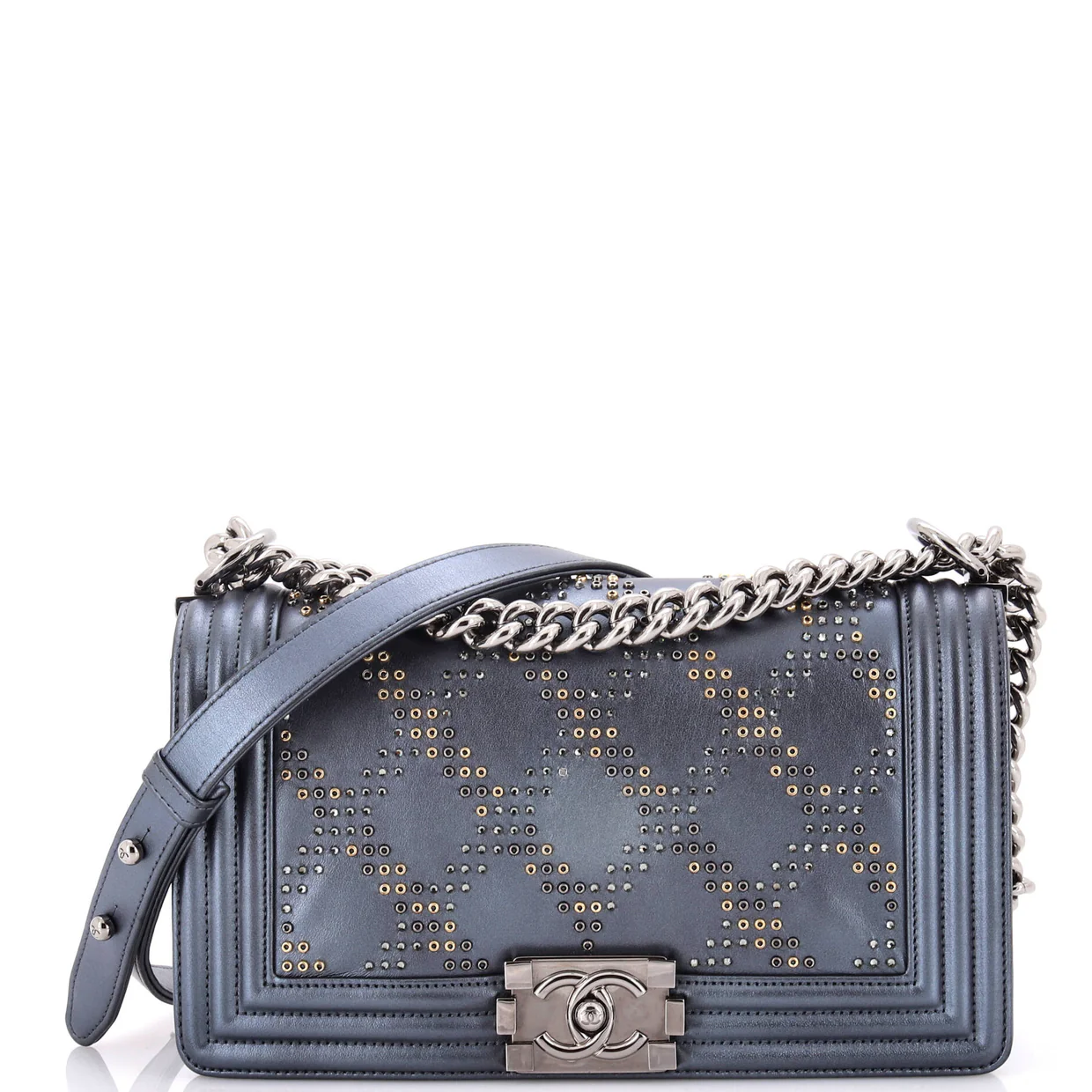 Boy Flap Bag Studded Leather Old Medium - Deep Luxury