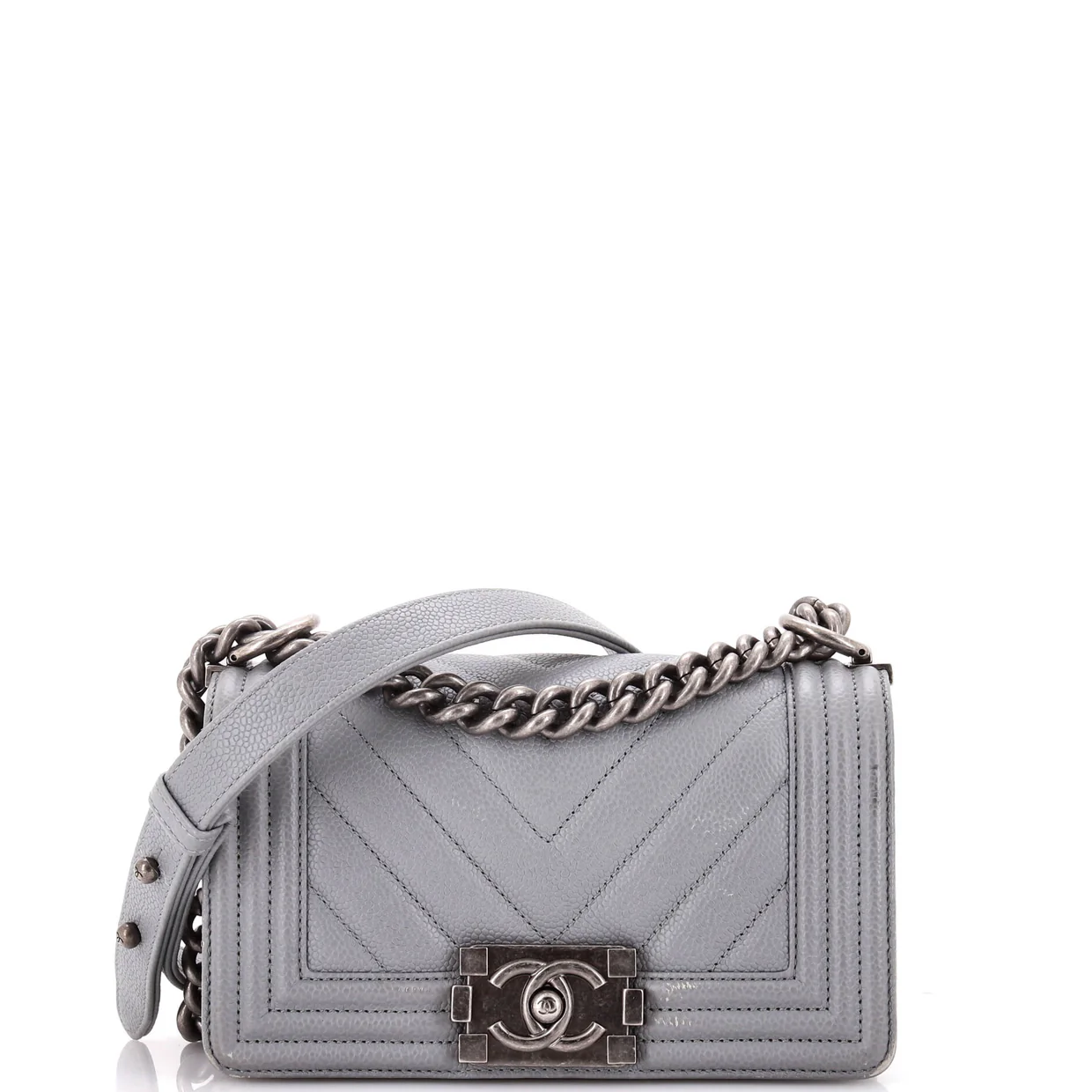Boy Flap Bag Chevron Caviar Small - Deep Luxury