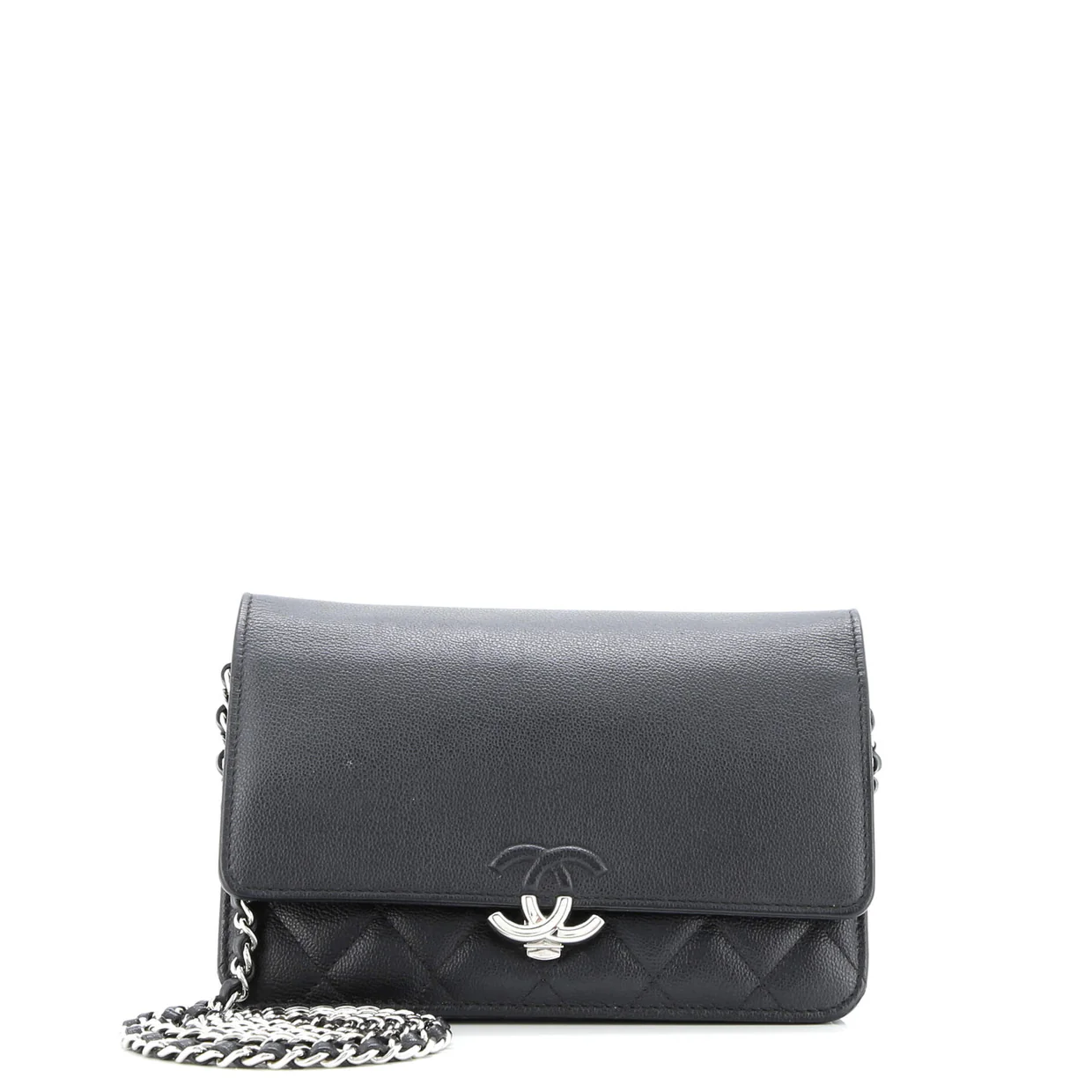 CC Box Wallet on Chain Quilted Caviar - Deep Luxury