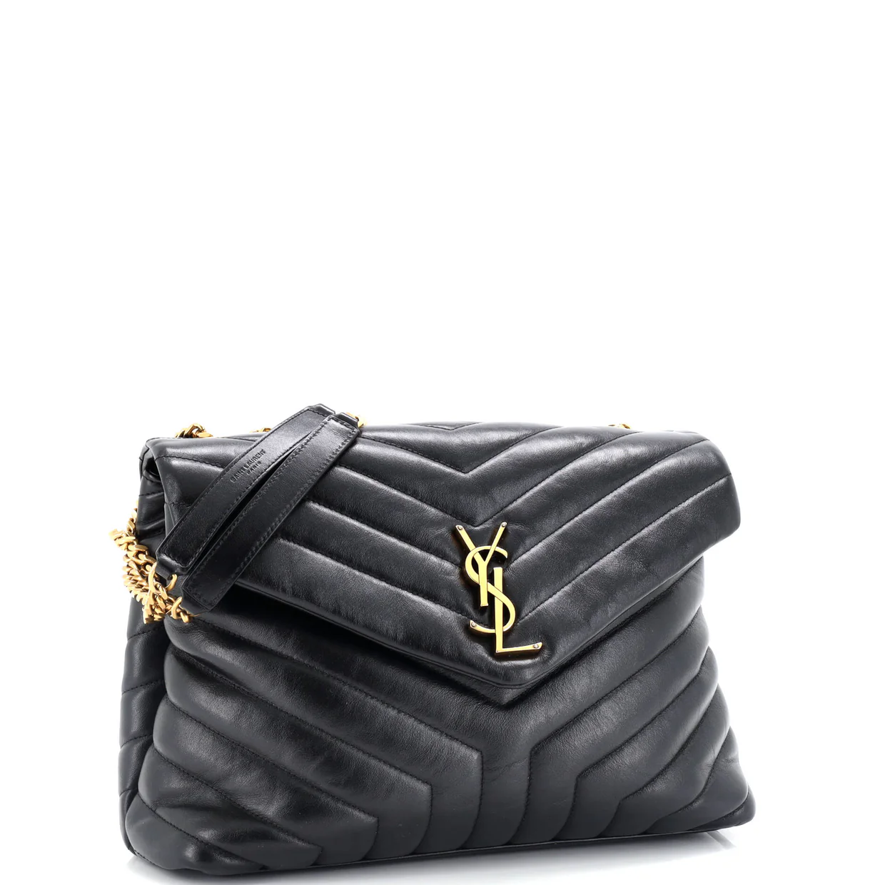 Loulou Shoulder Bag Matelasse Chevron Leather Medium - Deep Luxury