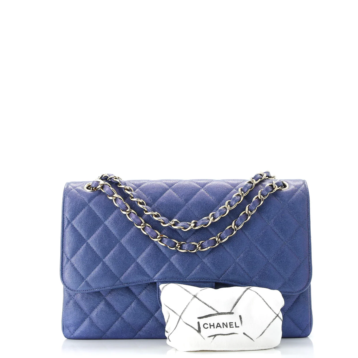 Classic Double Flap Bag Quilted Iridescent Caviar Jumbo - Deep Luxury