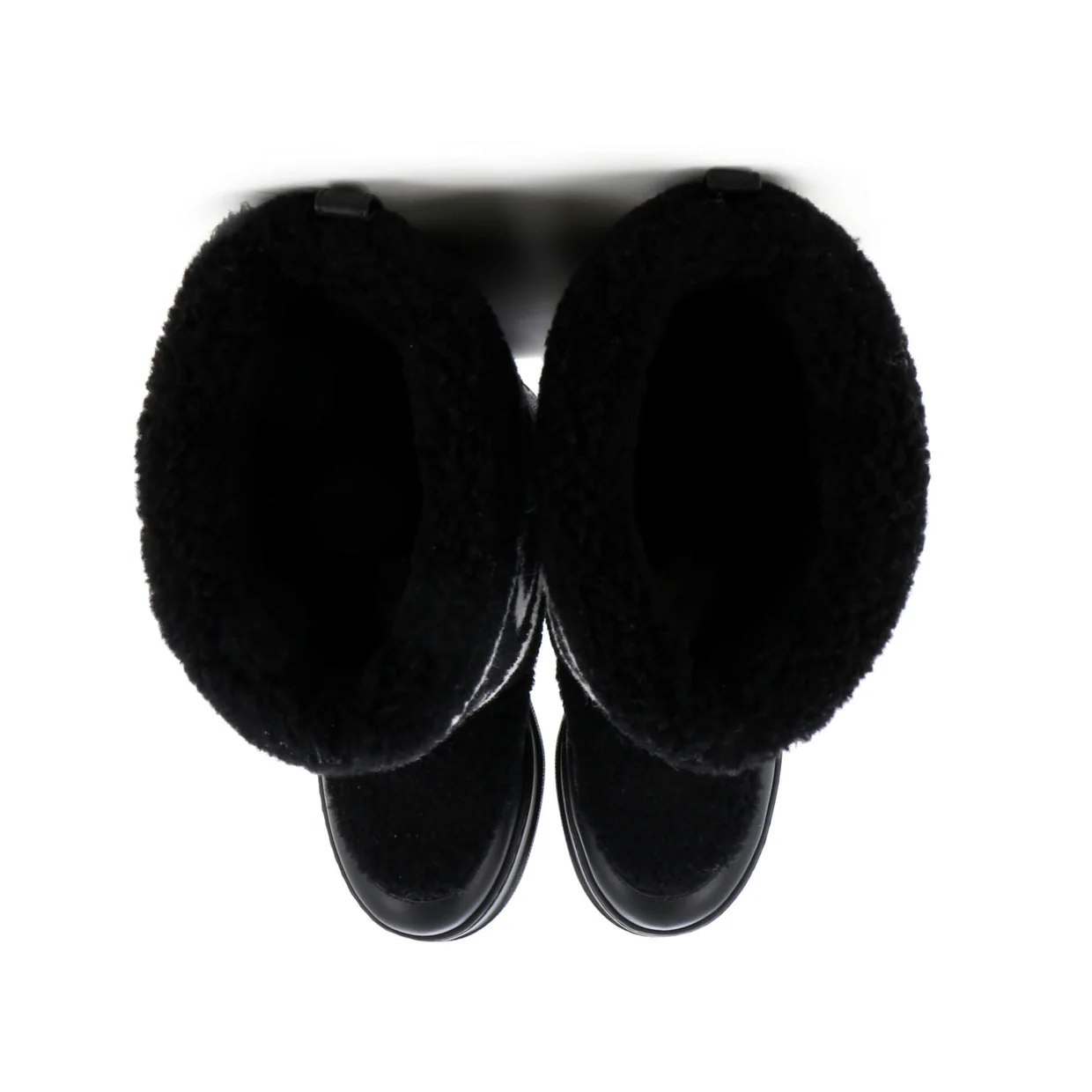 Women's Zueus Logo Cold Weather Flat Boots Leather and Shearling - Deep Luxury