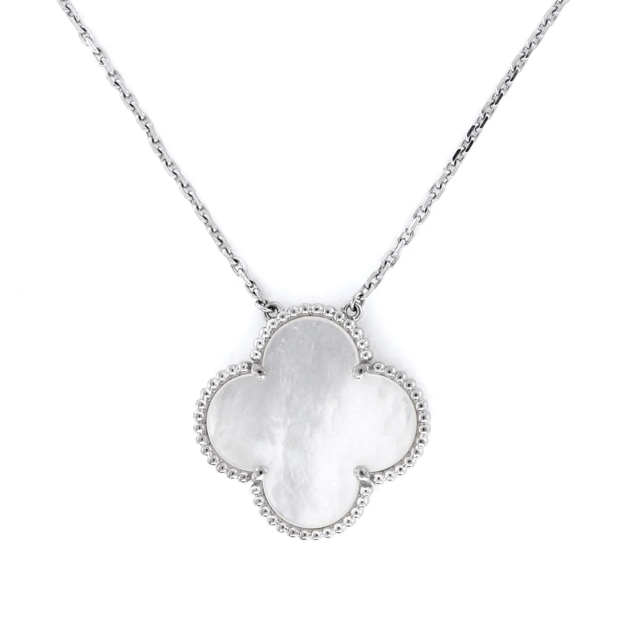 Magic Alhambra Pendant Necklace 18K White Gold and Mother of Pearl - Deep Luxury