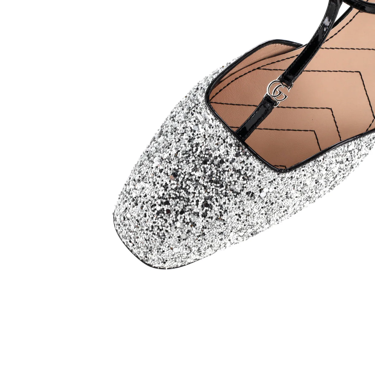 Women's GG Slingback Flats Glitter and Patent - Deep Luxury