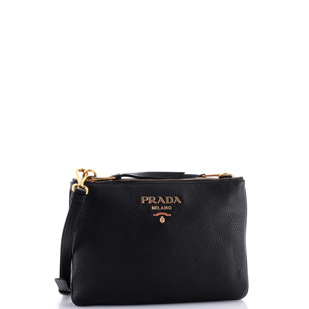 Dual Strap Double Zip Crossbody Bag Vitello Daino Small - Deep Luxury