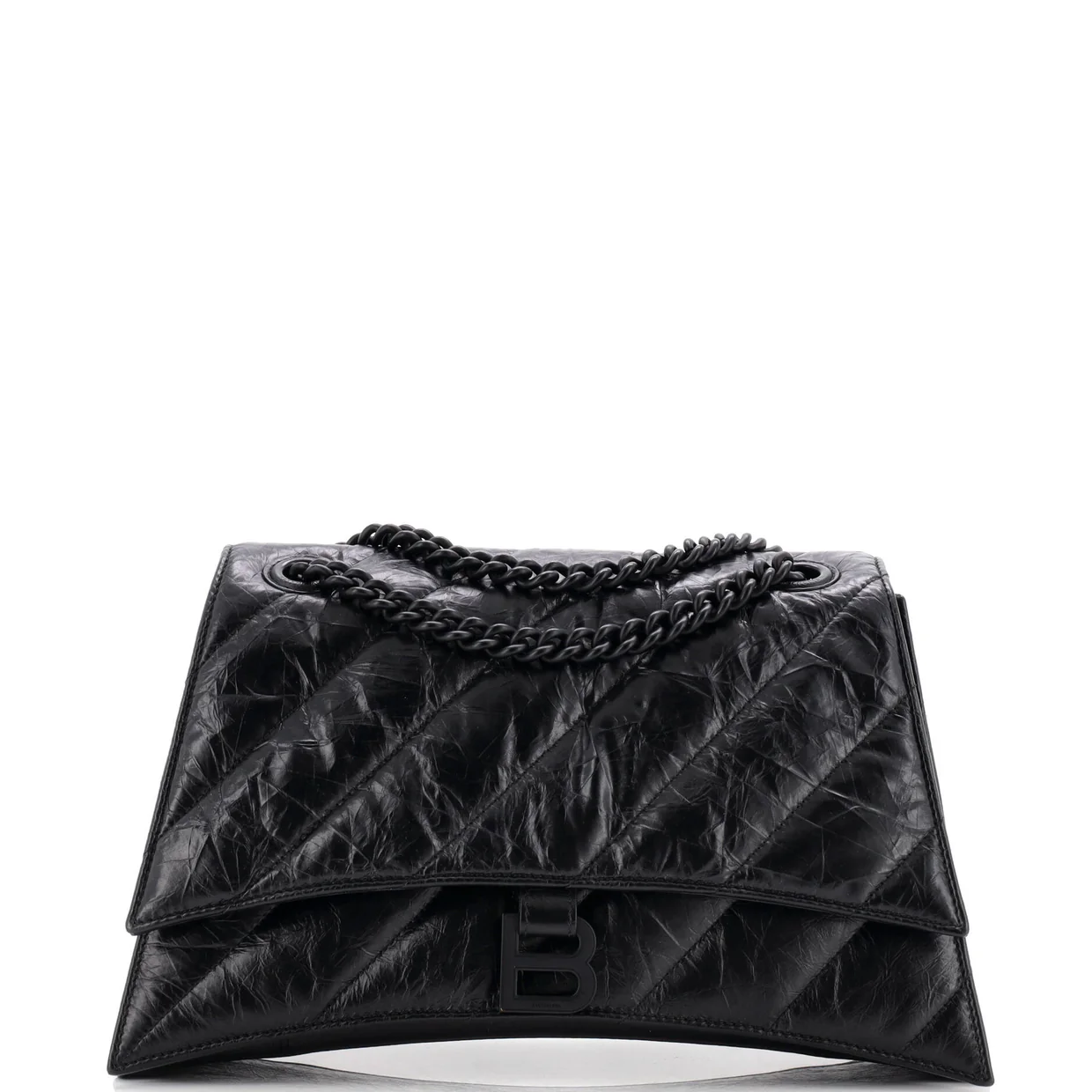 Crush Chain Flap Bag Quilted Crushed Calfskin Medium - Deep Luxury