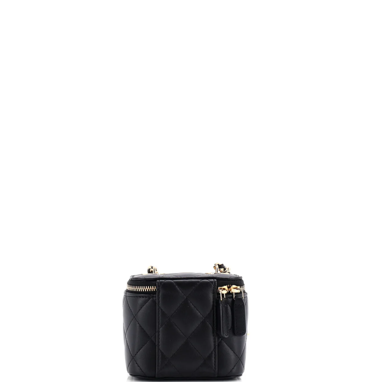 Vanity Case with Pearl Chain Quilted Lambskin Mini - Deep Luxury