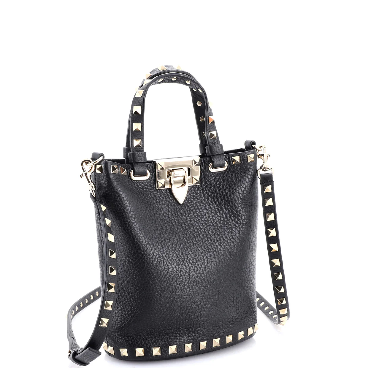 Rockstud Bucket Crossbody Bag Leather Mini - Deep Luxury