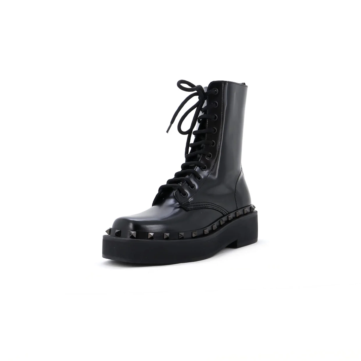 Women's Rockstud M-Way Combat Boots Leather - Deep Luxury