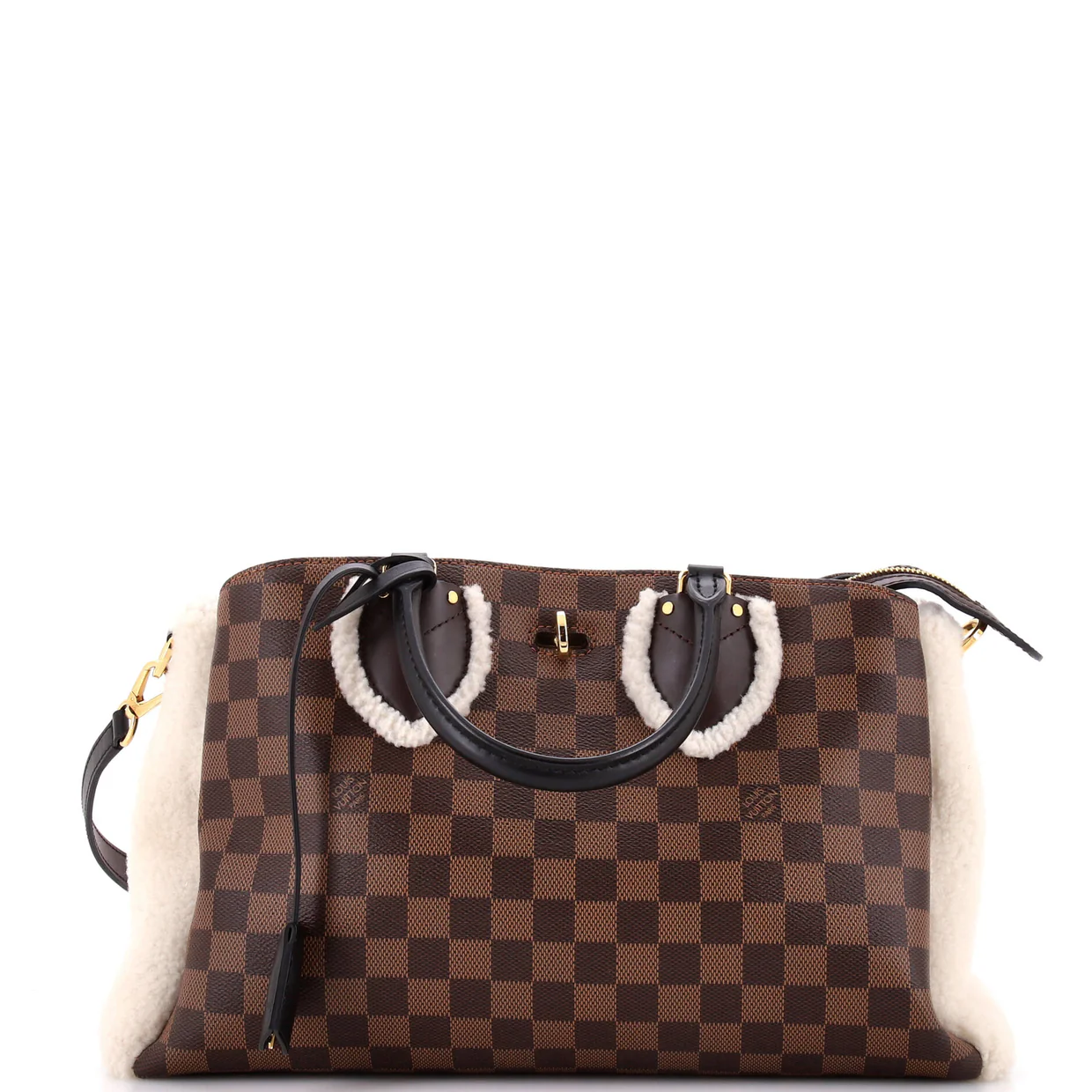 Normandy Handbag Damier with Shearling - Deep Luxury