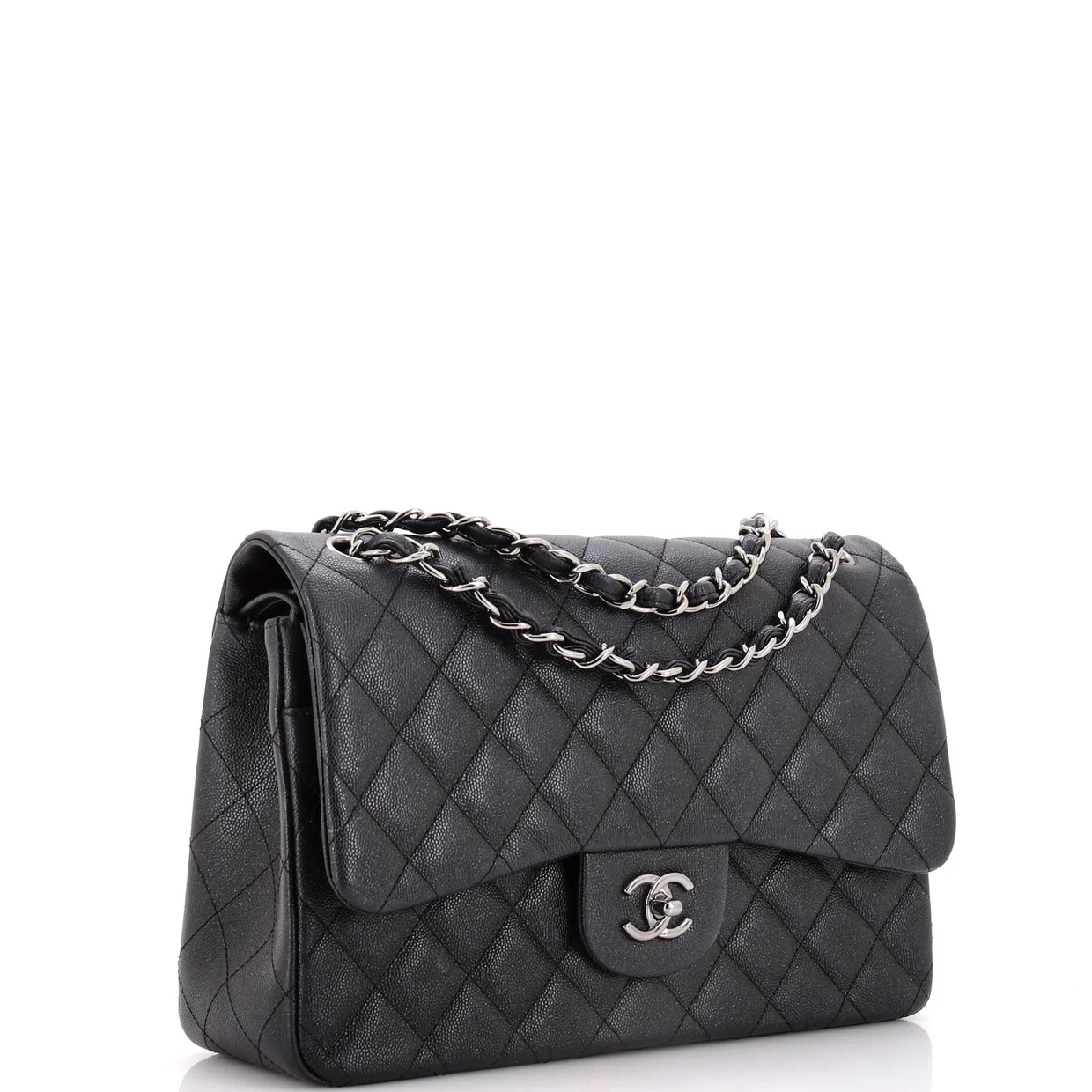 Classic Double Flap Bag Quilted Iridescent Caviar Jumbo - Deep Luxury