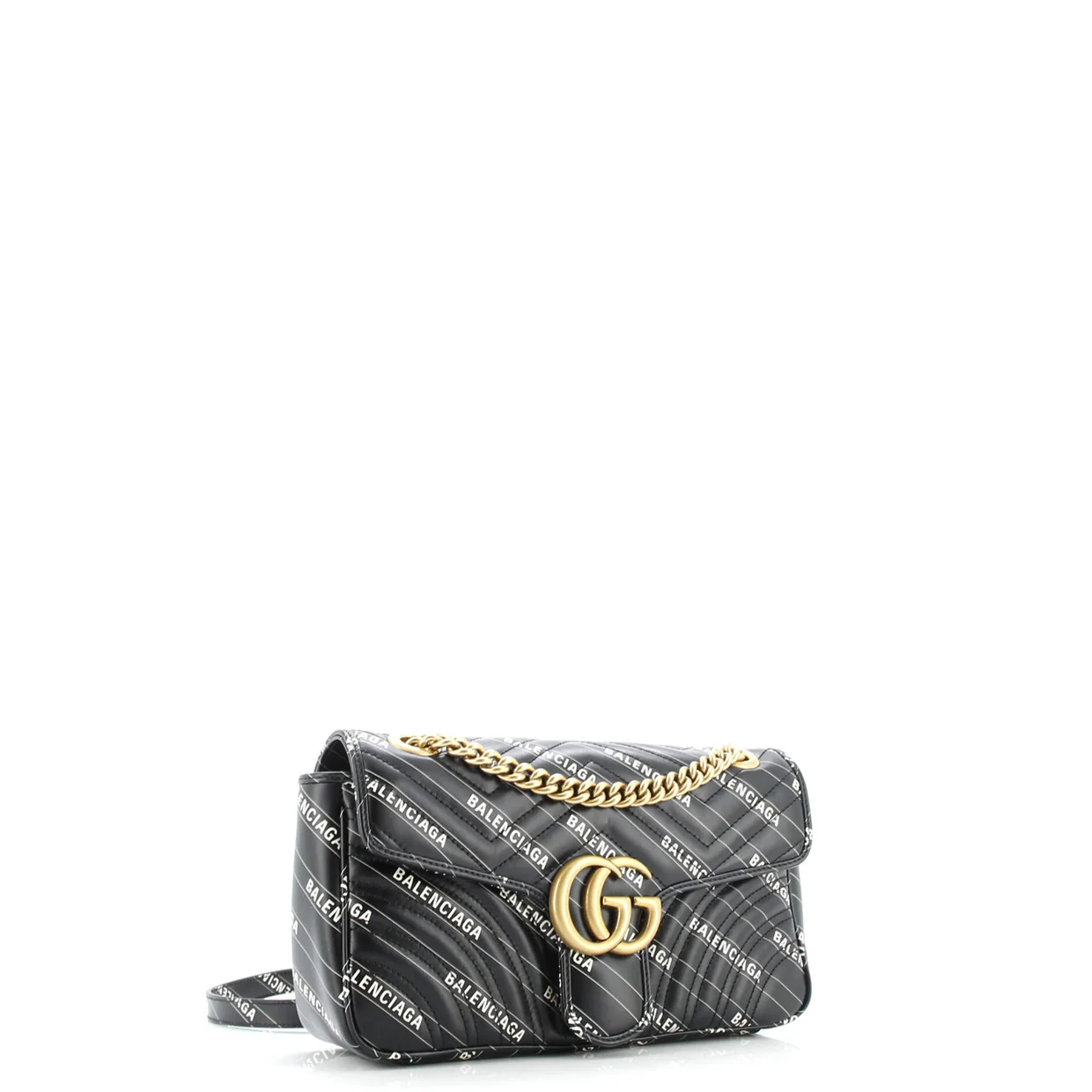 x Balenciaga The Hacker Project GG Marmont Flap Bag Printed Matelasse Leather Small - Deep Luxury