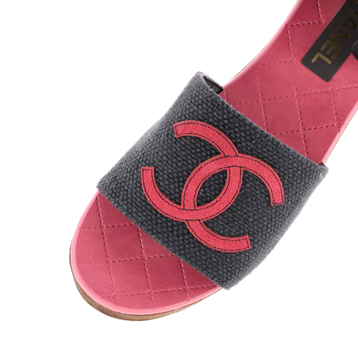 Women's CC Mule Sandals Canvas and Wood - Deep Luxury